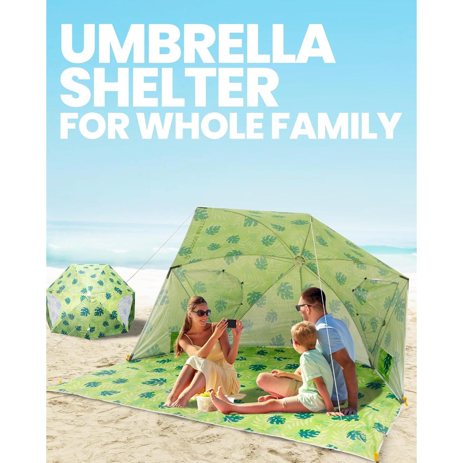 Sombrilla de Playa Pop Up OutdoorMaster 213x279cm UV UPF 50+