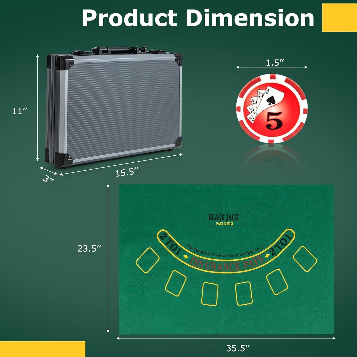 Juego de Póker Goplus 400 Fichas con Estuche y Accesorios