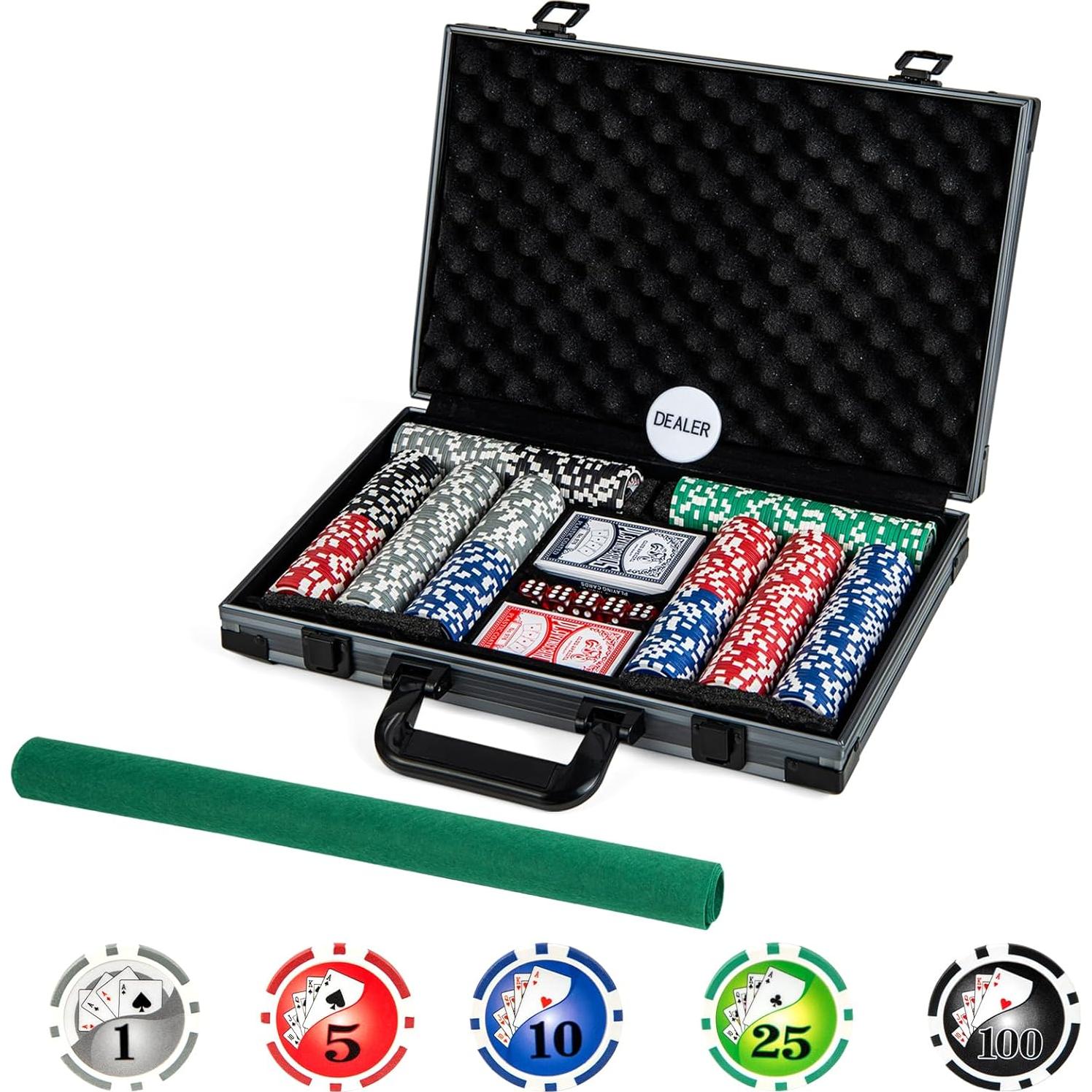 Juego de Póker Goplus 400 Fichas con Estuche y Accesorios