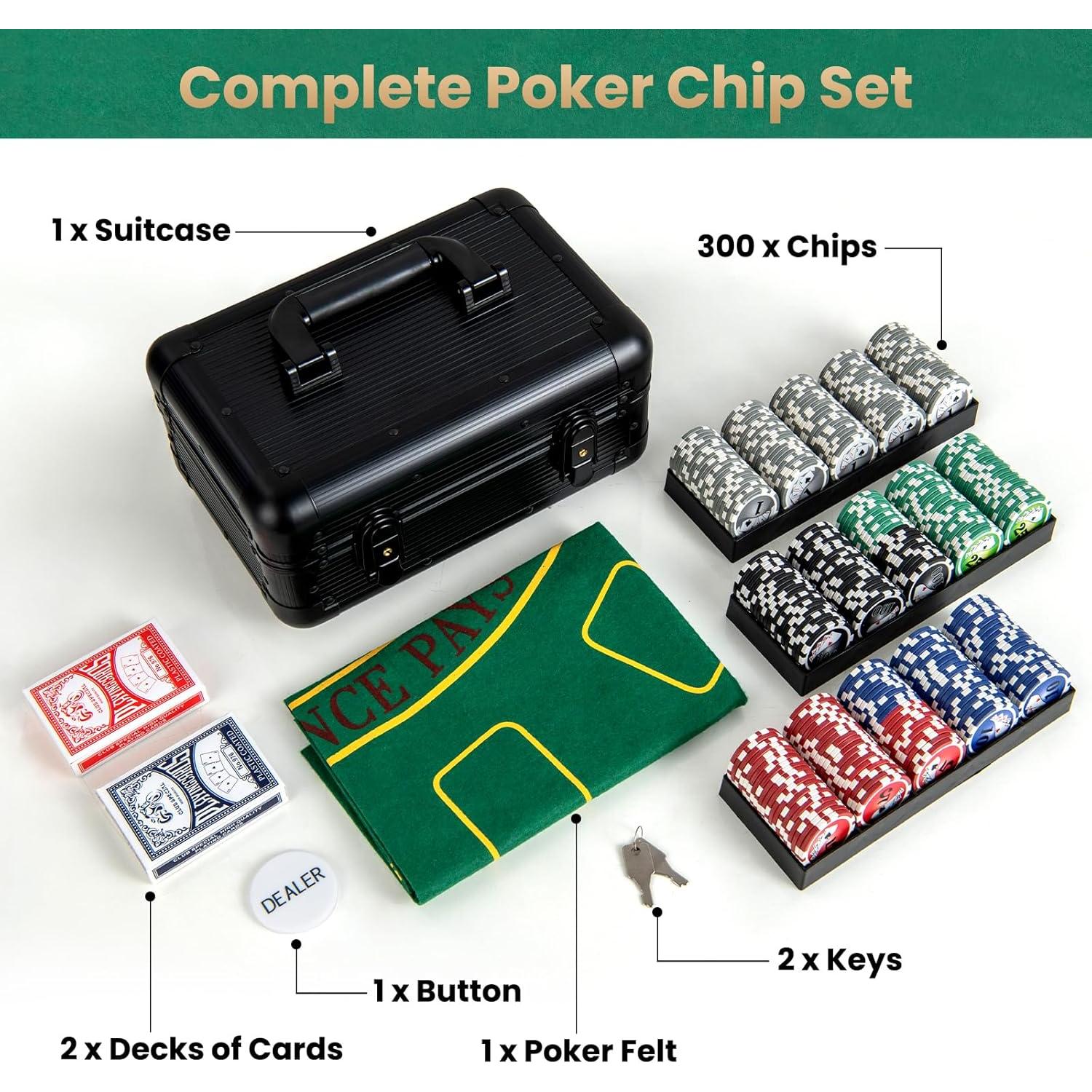 Conjunto de Fichas de Póker Goplus 300 PCS con Estuche