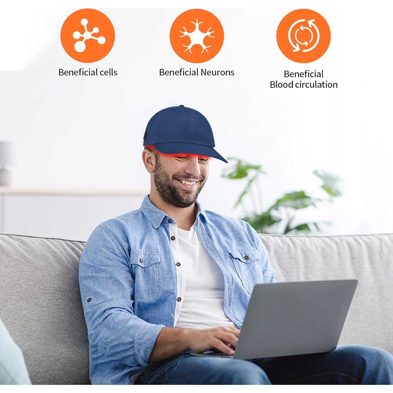 Gorro de Luz Roja YIPFREE Ajustable 630nm 850nm 940nm