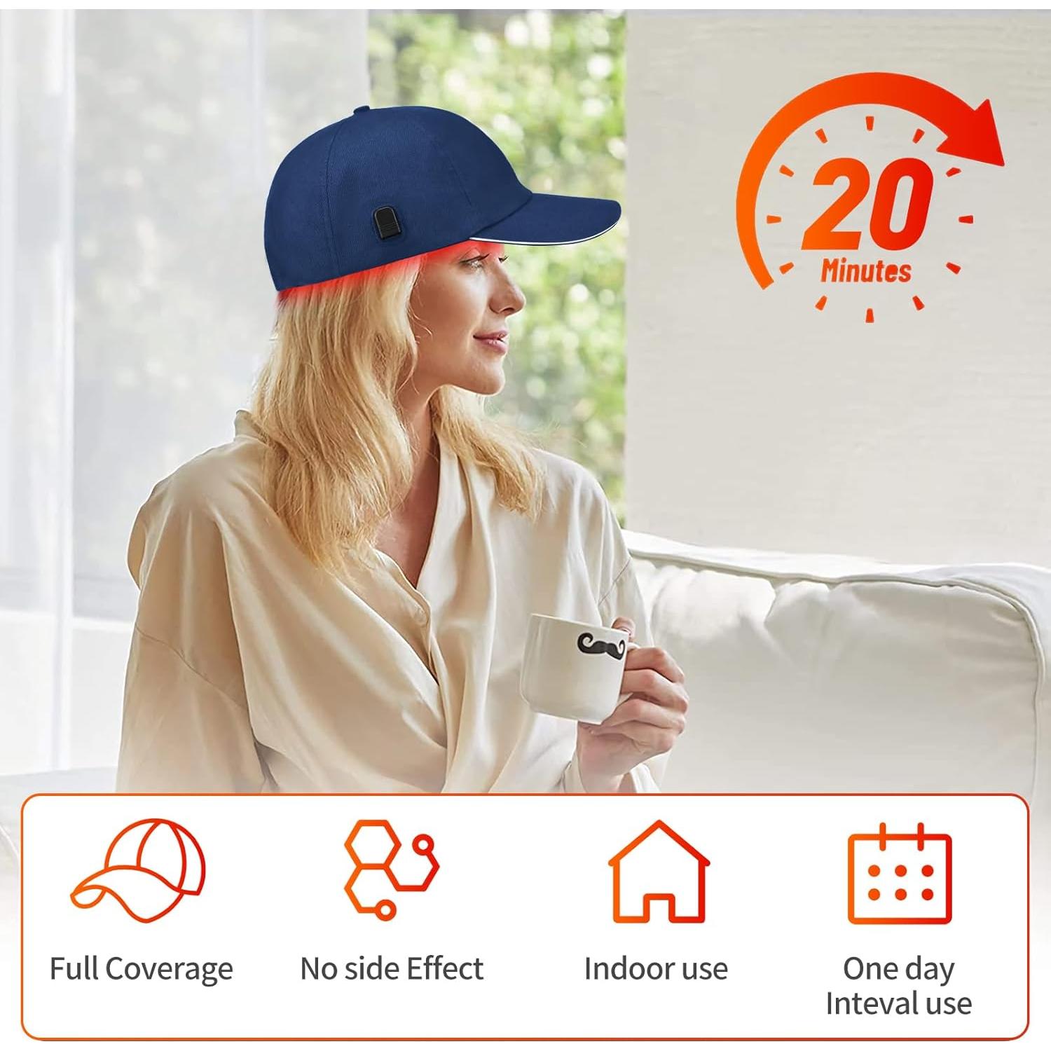 Gorro de Luz Roja YIPFREE Ajustable 630nm 850nm 940nm