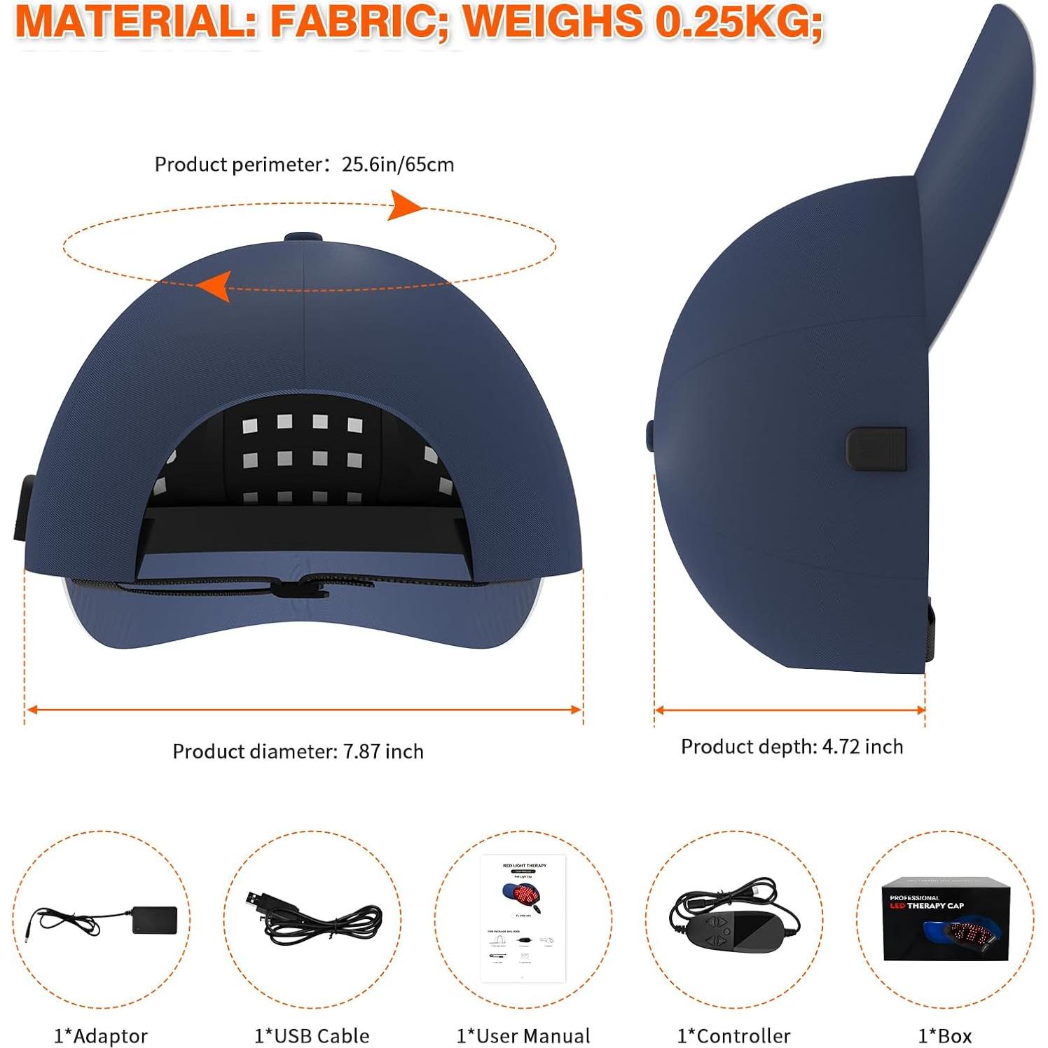 Gorro de Luz Roja YIPFREE Ajustable 630nm 850nm 940nm