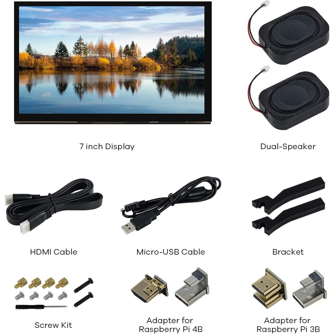 Monitor Táctil 7" IPS Hosyond 1024x600 para Raspberry Pi