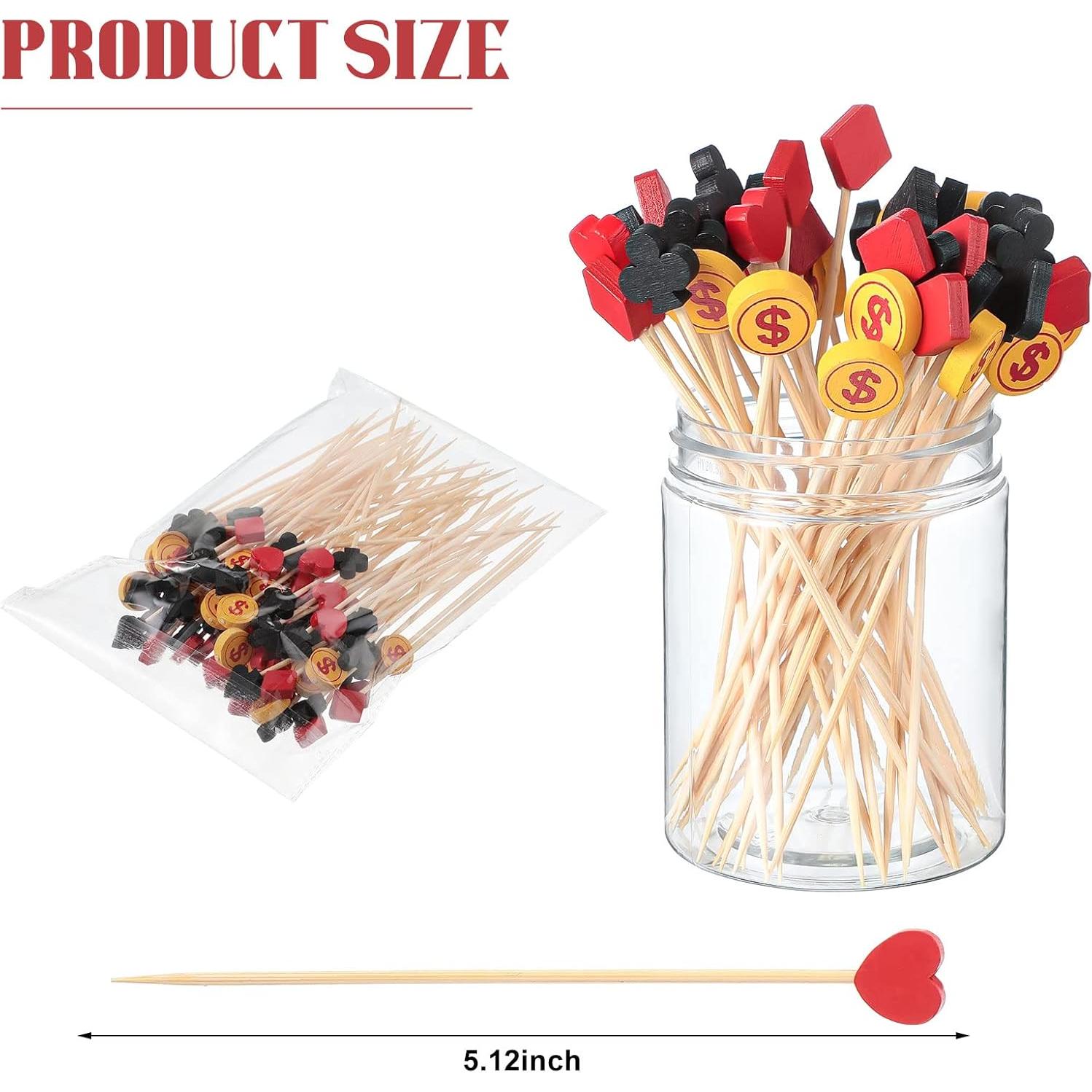 100 Palillos de Bambú para Fiesta de Casino Decorativos