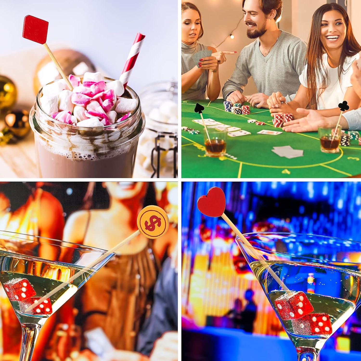 100 Palillos de Bambú para Fiesta de Casino Decorativos