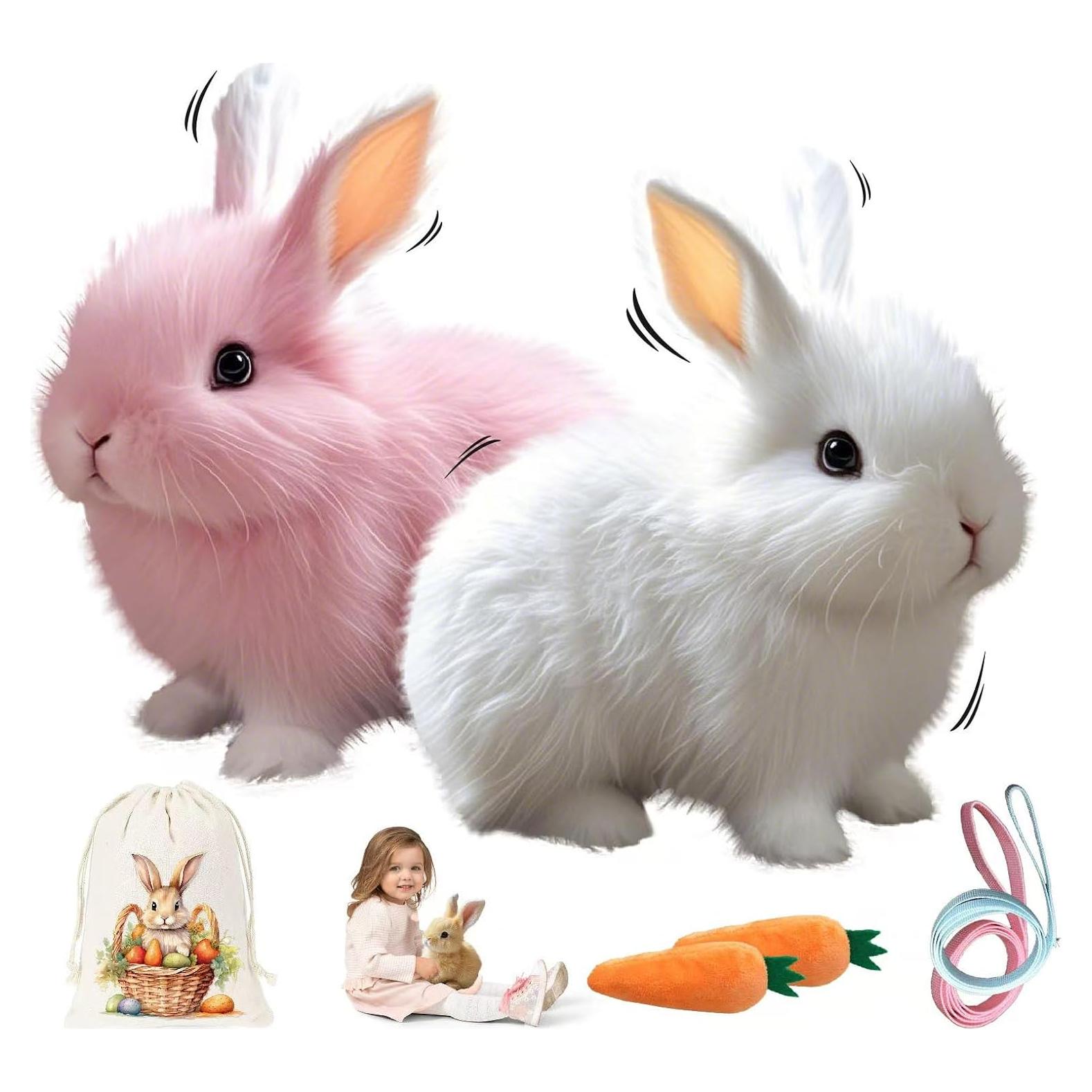 Conejo Interactivo Realista AMTHEBOSS Blanco y Rosa