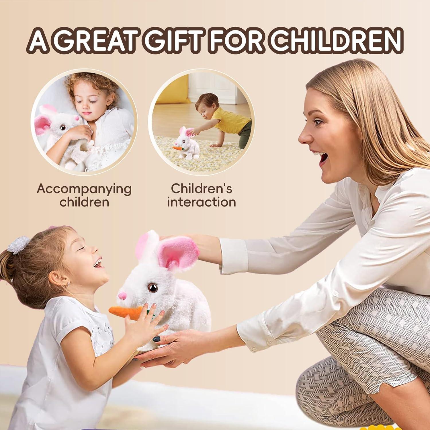 Conejo Interactivo Realista AMTHEBOSS Amarillo y Blanco