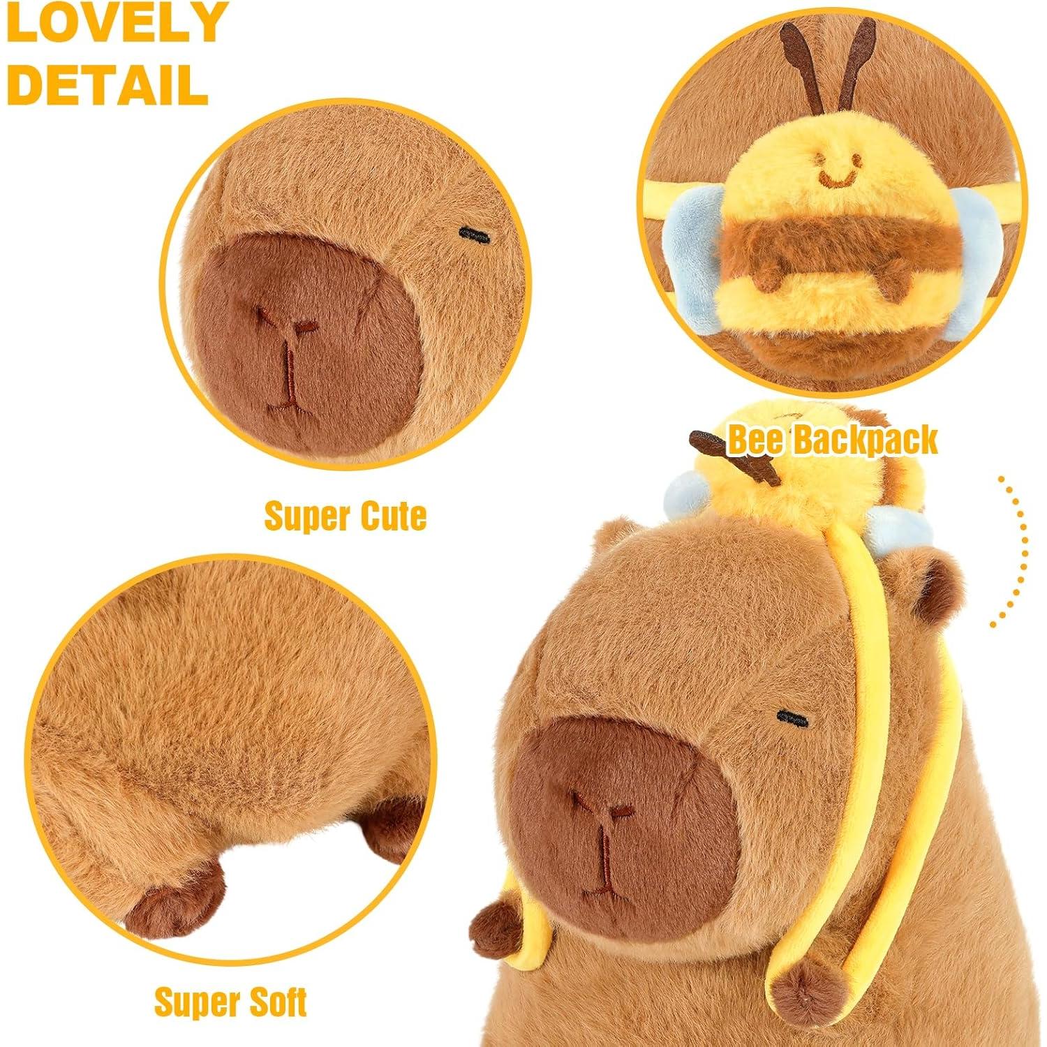 Peluche Capibara Ditucu con Mochila de Abeja 22 cm