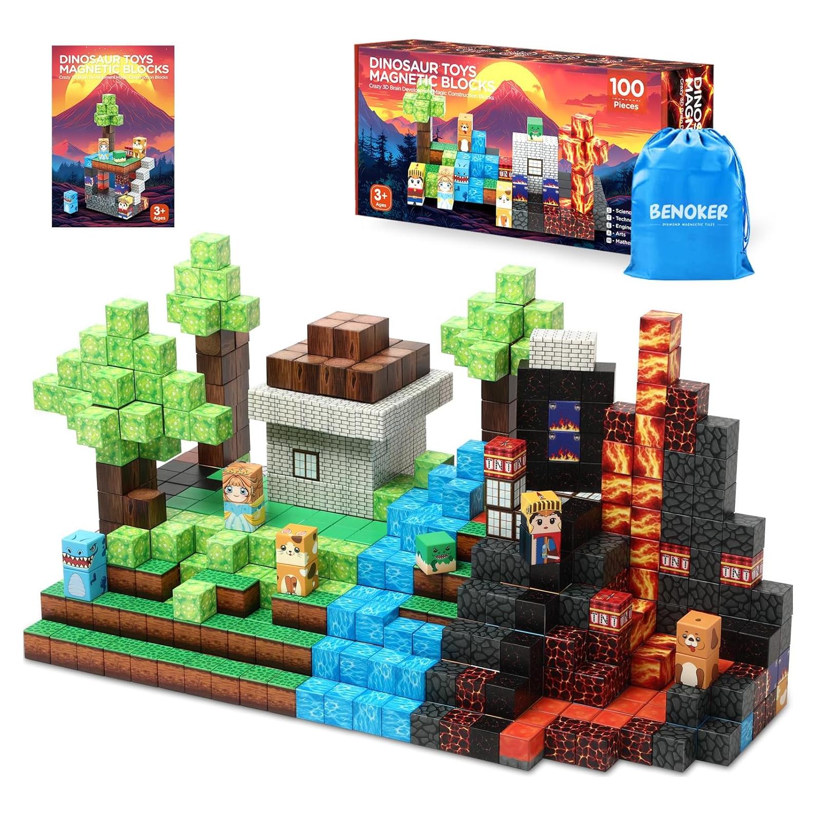Bloques Magnéticos de Dinosaurio BENOKER 100 Piezas Juguete STEM