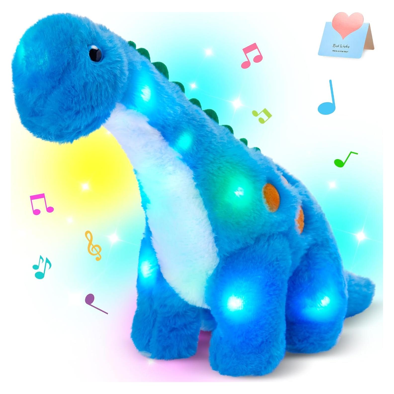 Houwsbaby Dinosaurio de Peluche Musical LED Azul 35,56 cm