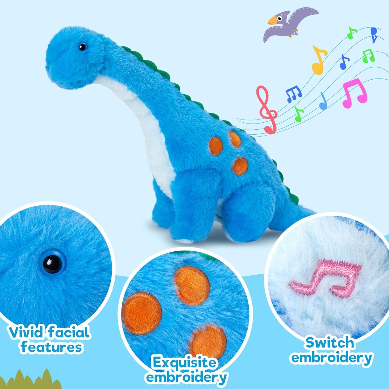 Houwsbaby Dinosaurio de Peluche Musical LED Azul 35,56 cm