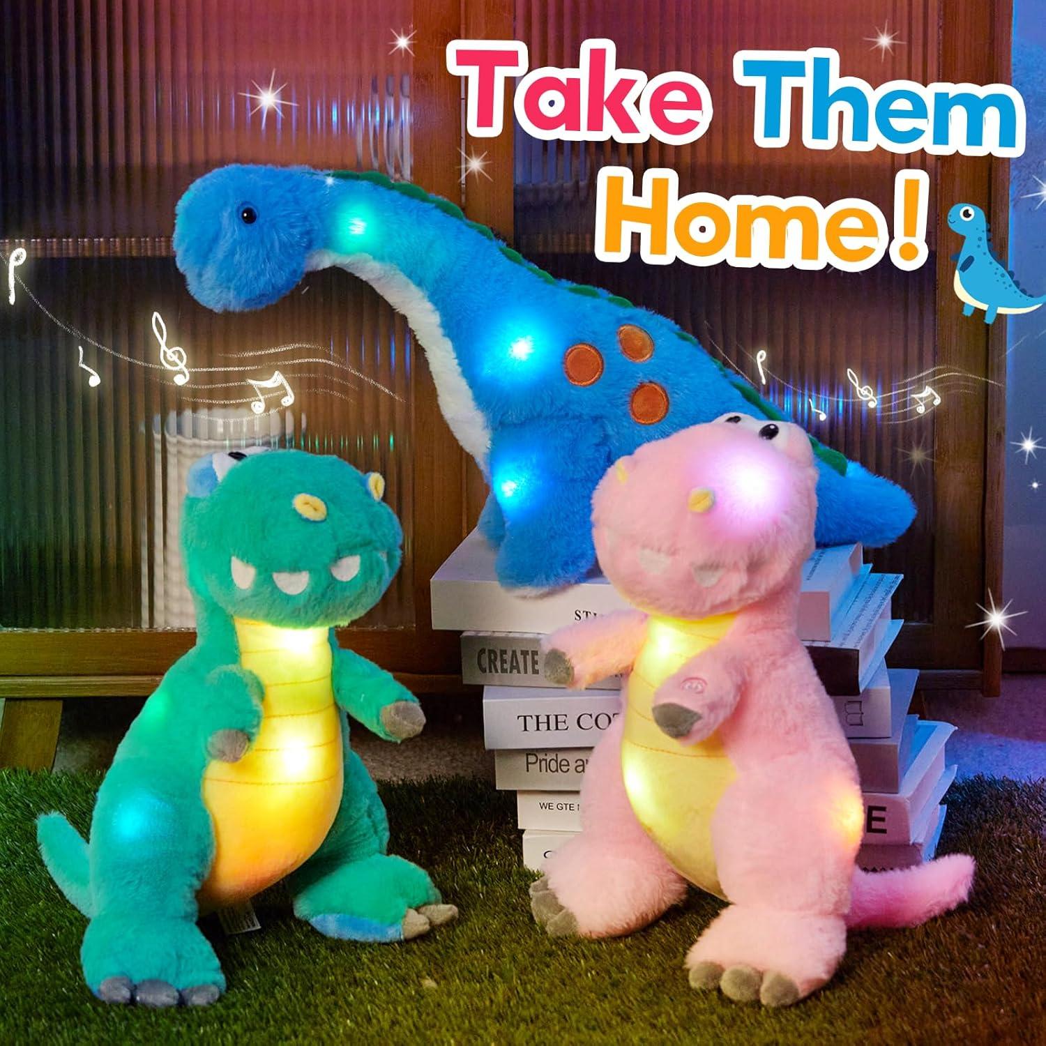 Houwsbaby Dinosaurio de Peluche Musical LED Azul 35,56 cm