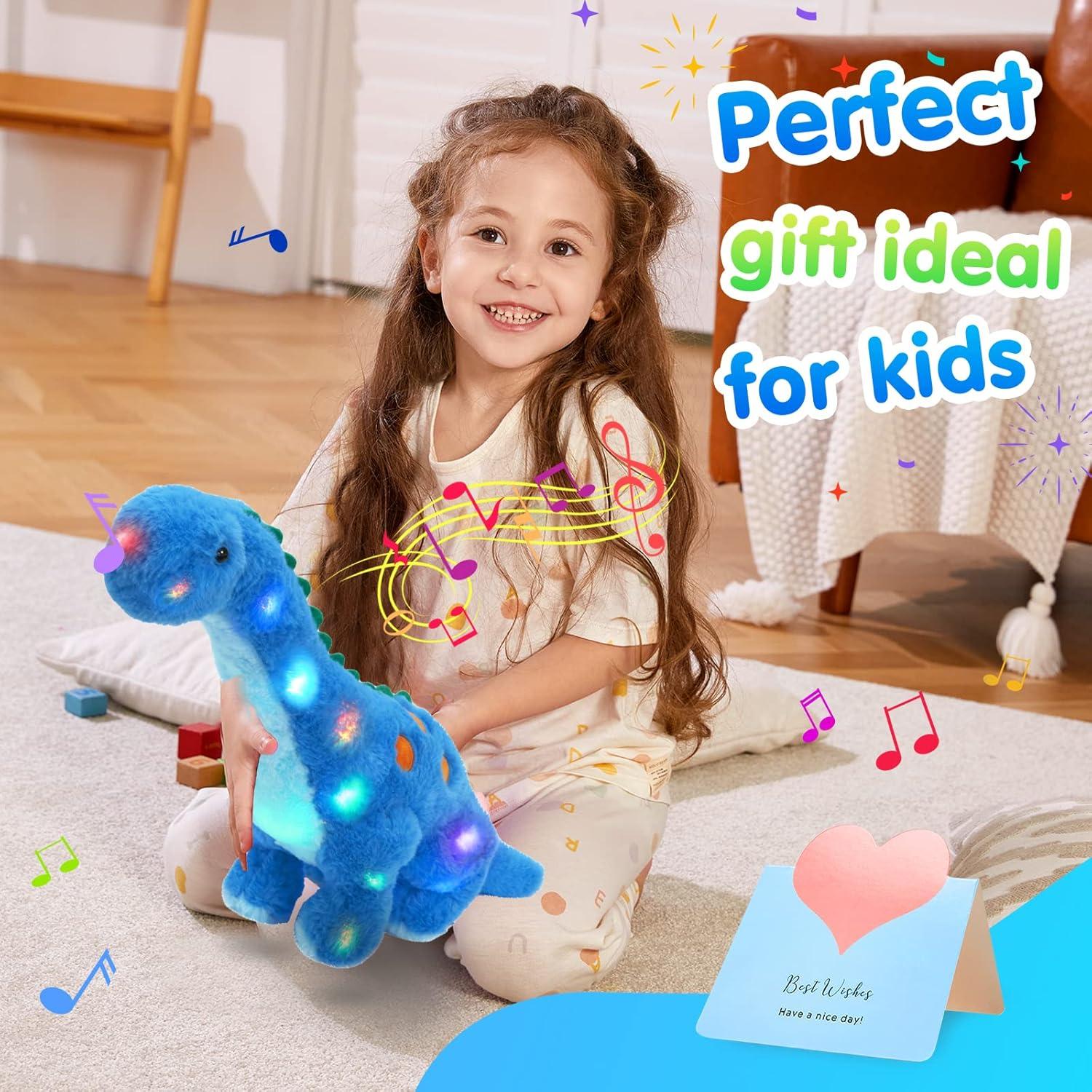 Houwsbaby Dinosaurio de Peluche Musical LED Azul 35,56 cm