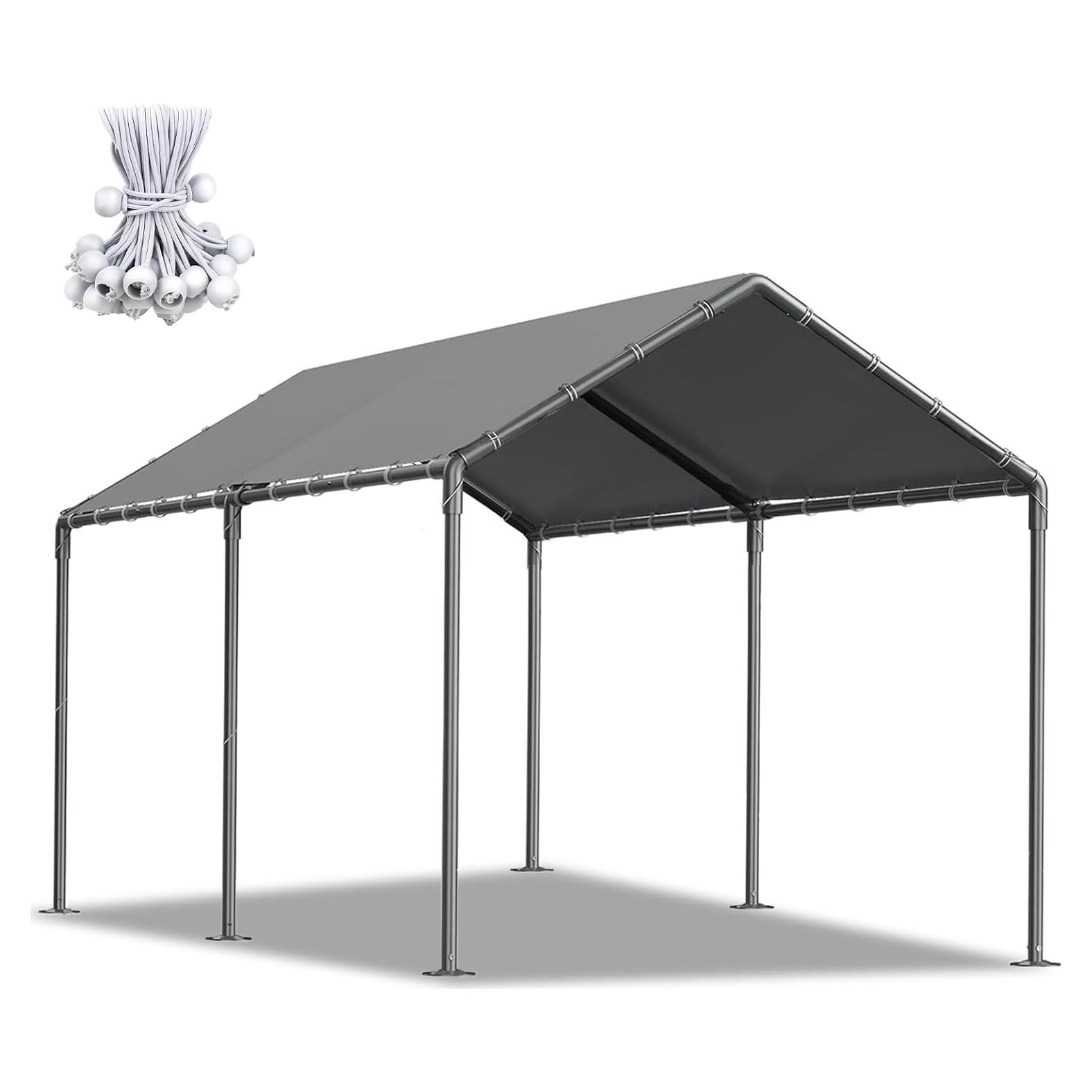 Carport Portátil Gaildon 10x6 m Impermeable con 6 Postes Metálicos