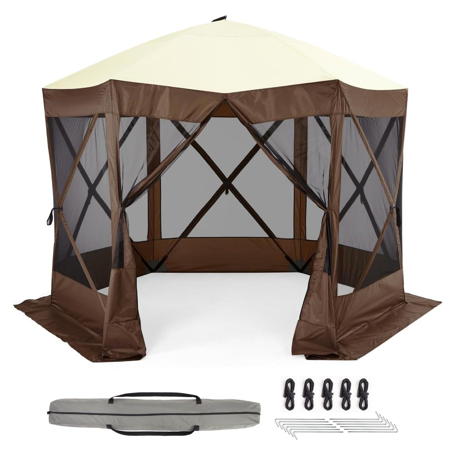Carpa Gazebo Plegable 3x3m Huloretions Marrón UV Impermeable