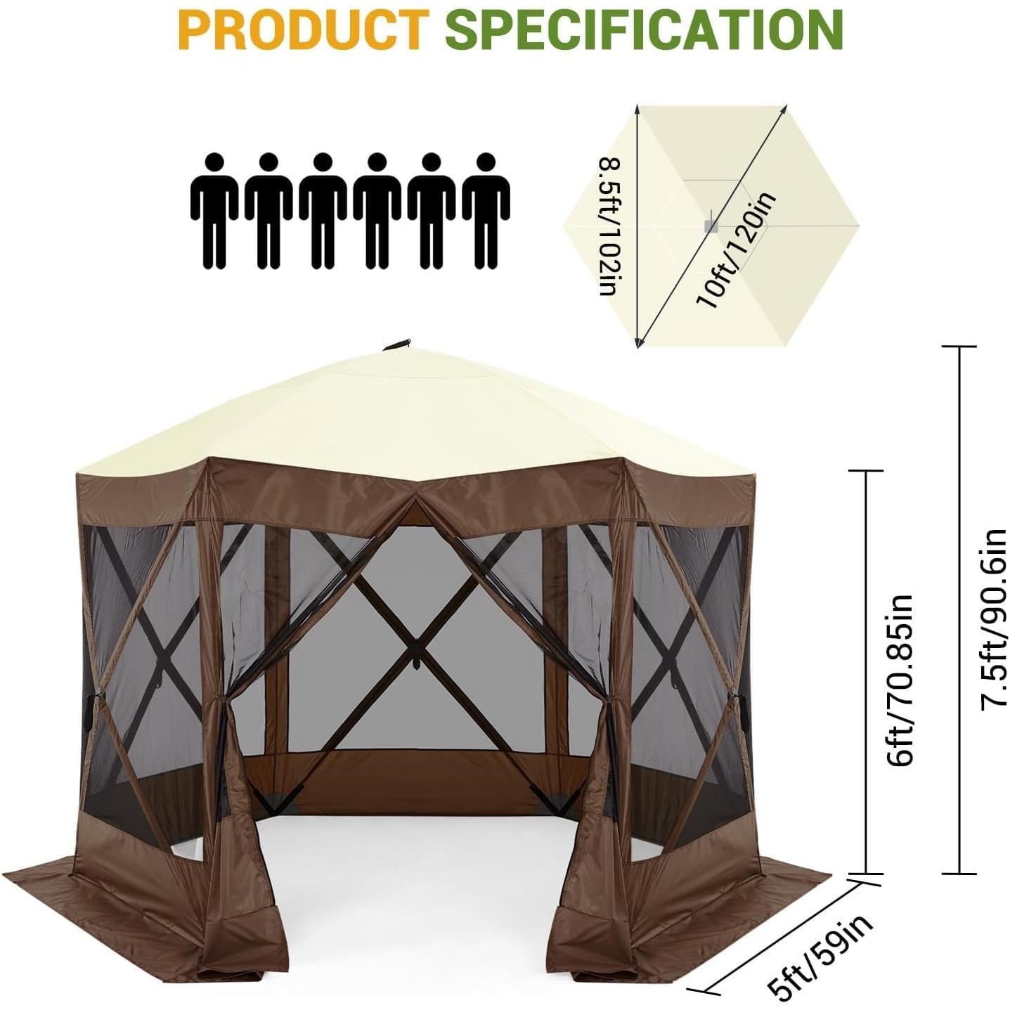 Carpa Gazebo Plegable 3x3m Huloretions Marrón UV Impermeable