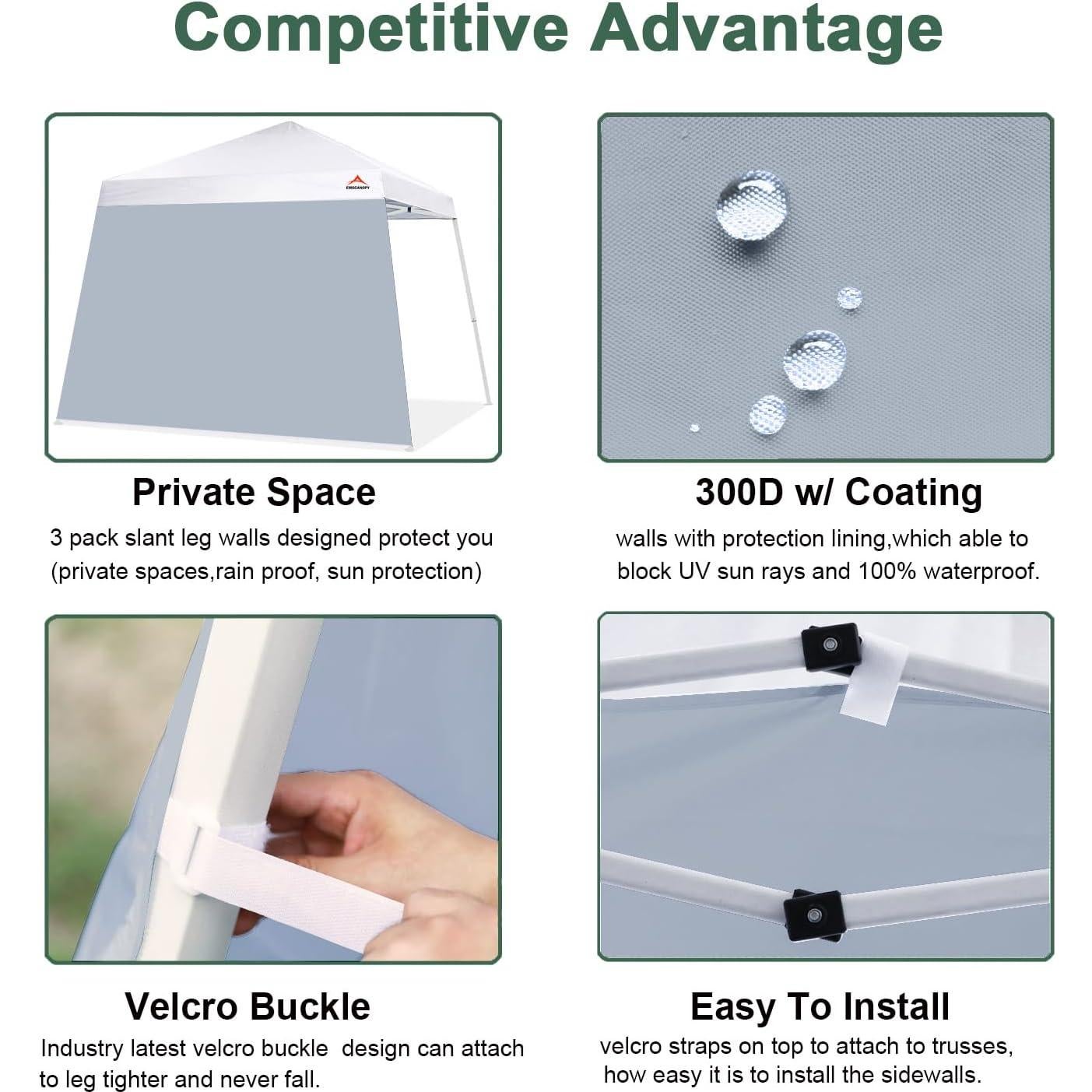Paredes Laterales Grises JANCANOPY para Carpa 10x10 Pies