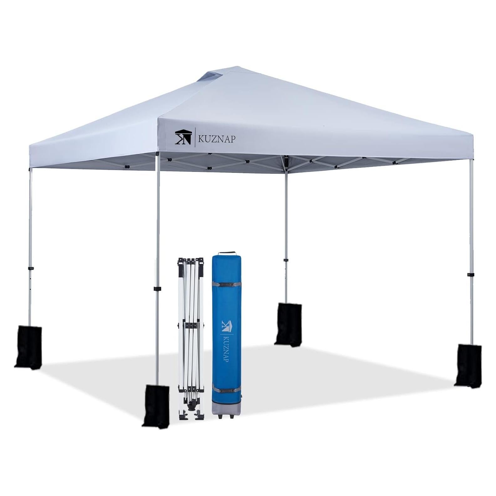 Carpa Plegable 3x3m KUZNAP Blanca Impermeable con Ruedas
