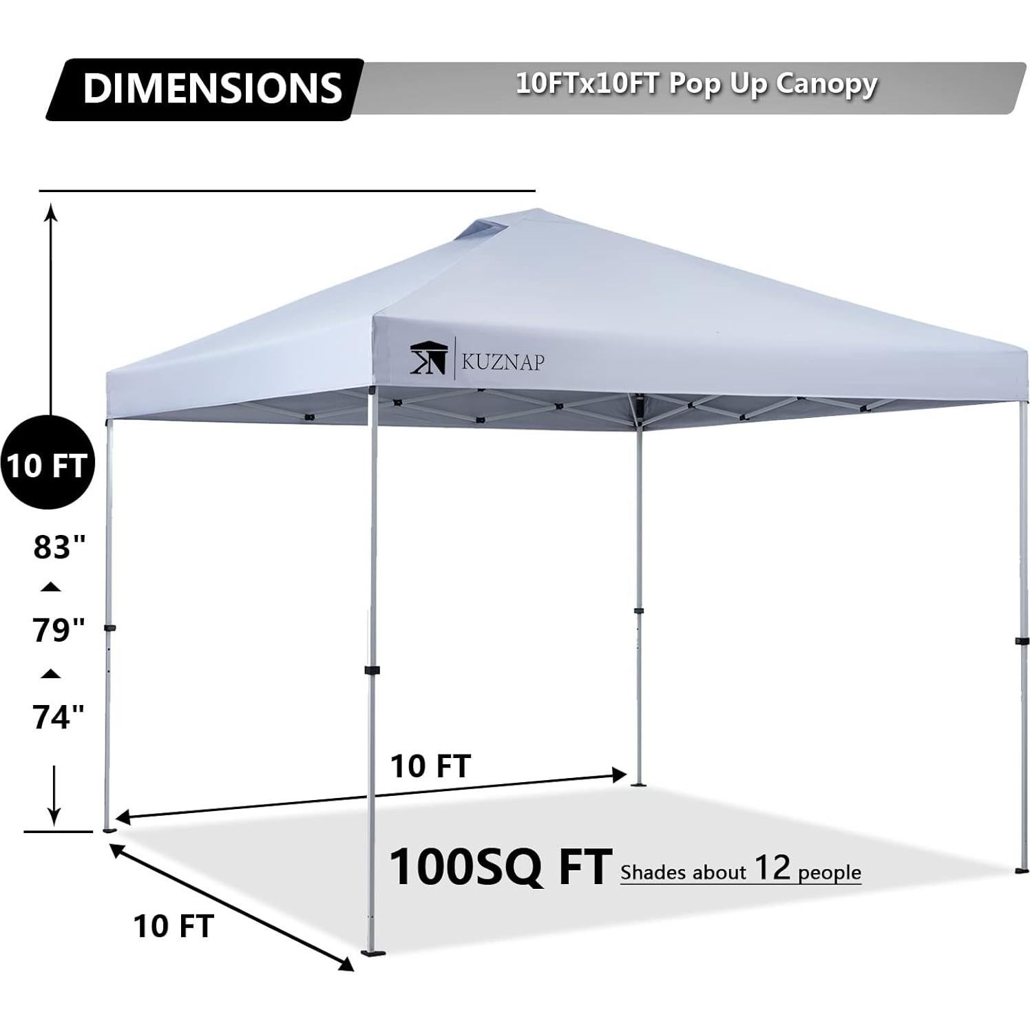 Carpa Plegable 3x3m KUZNAP Blanca Impermeable con Ruedas