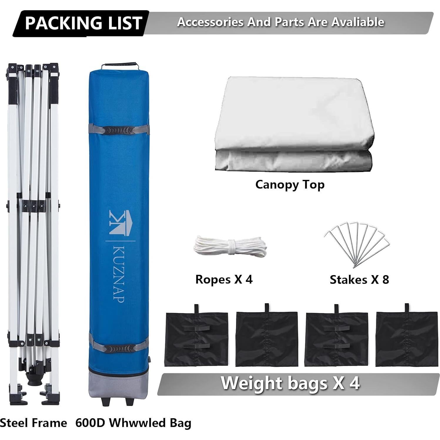 Carpa Plegable 3x3m KUZNAP Blanca Impermeable con Ruedas