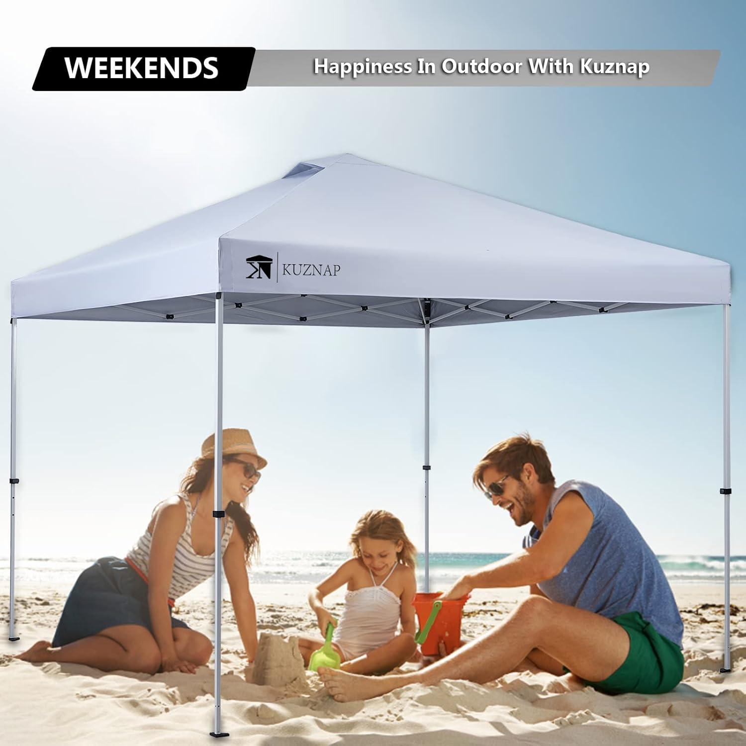 Carpa Plegable 3x3m KUZNAP Blanca Impermeable con Ruedas