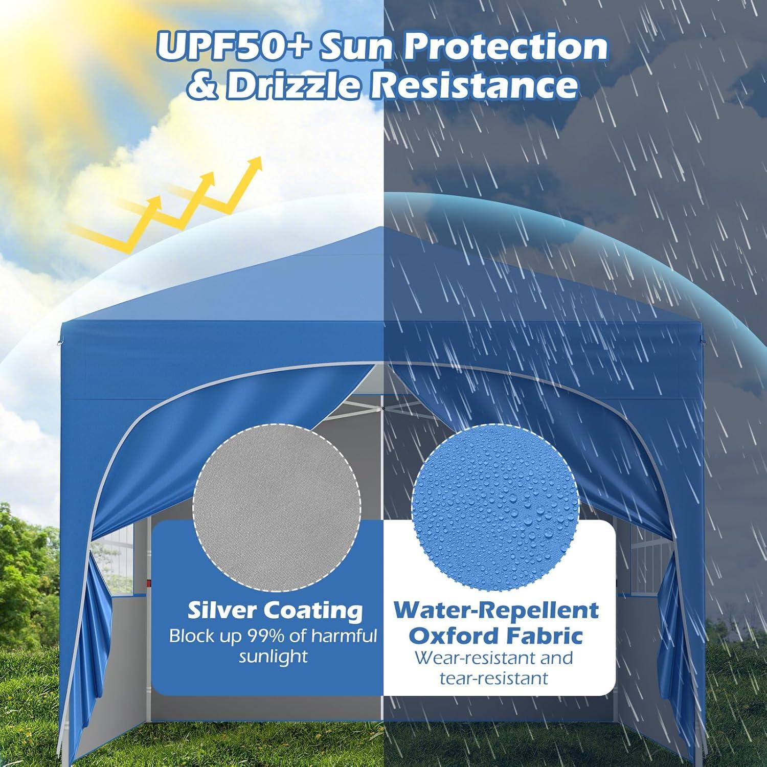 Carpa Plegable Goplus 3x3m con 4 Paredes Desmontables