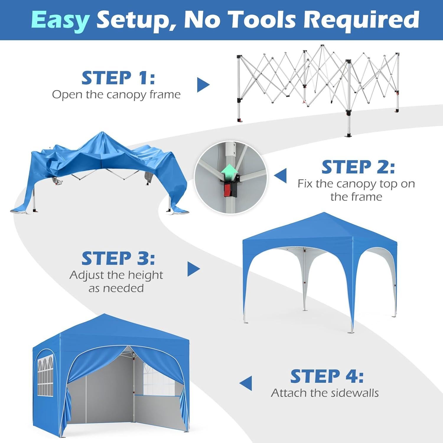 Carpa Plegable Goplus 3x3m con 4 Paredes Desmontables