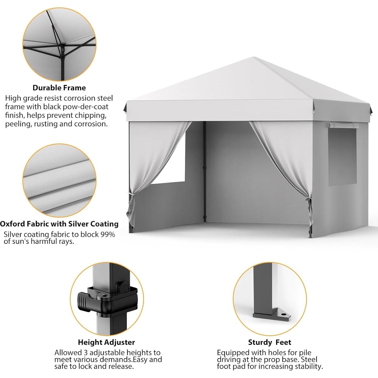Carpa Pop Up Mochalight 3x3m Impermeable con Paredes Removibles