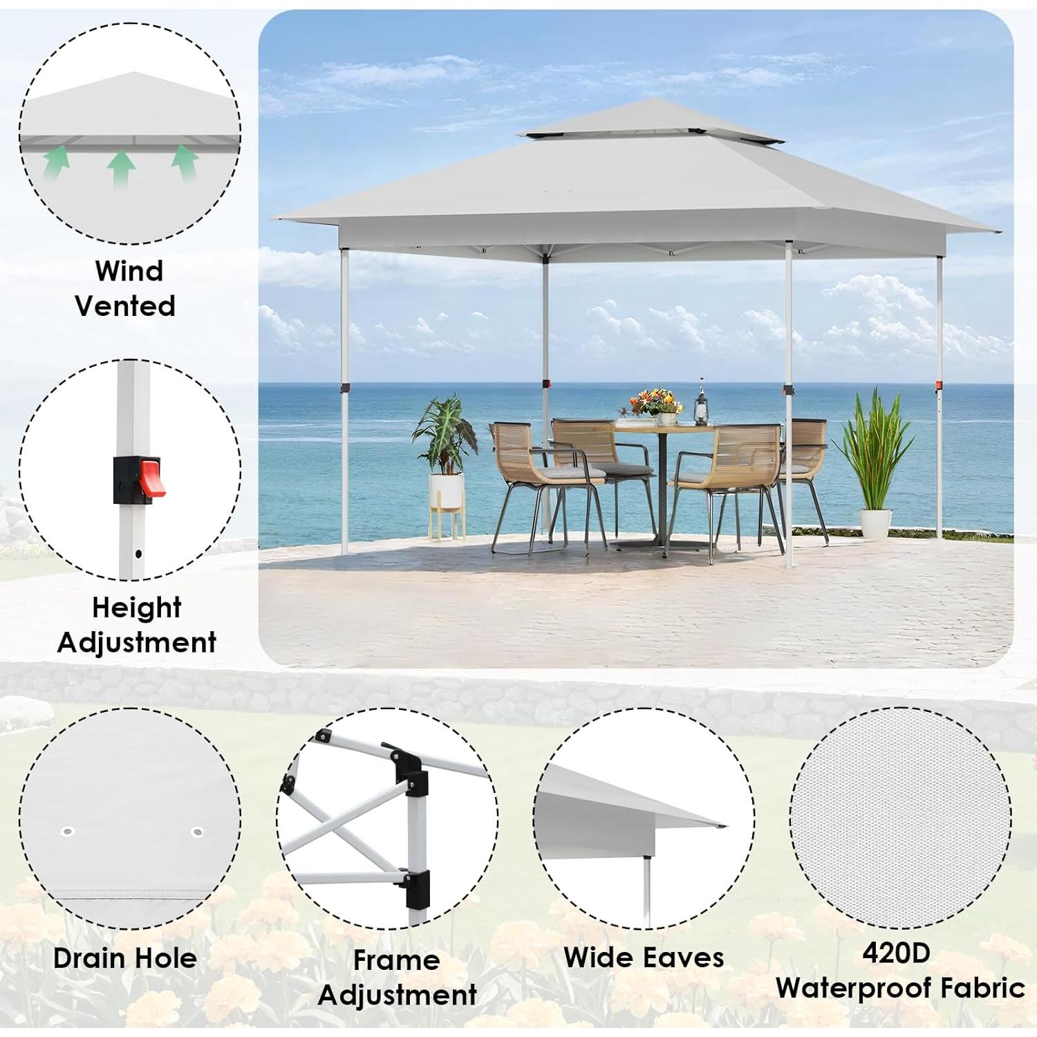Carpa Plegable TLSUNNY 3.66m x 3.66m Blanca para Eventos