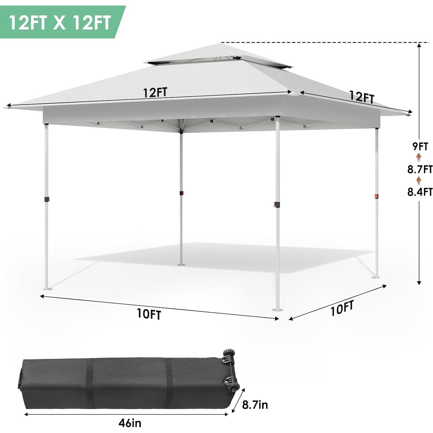 Carpa Plegable TLSUNNY 3.66m x 3.66m Blanca para Eventos