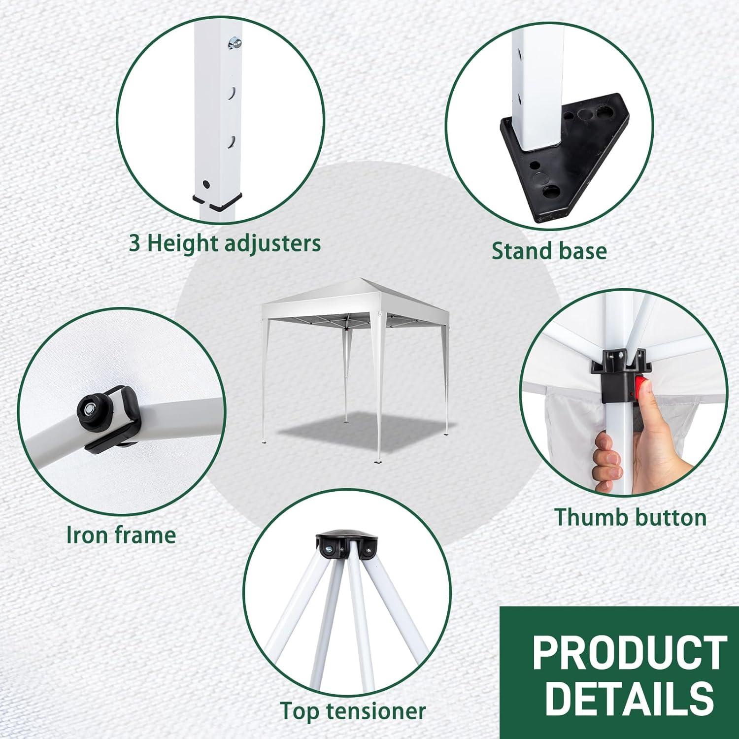 Carpa Pop Up 2x2m ANTSKU Blanca Impermeable con Bolsa