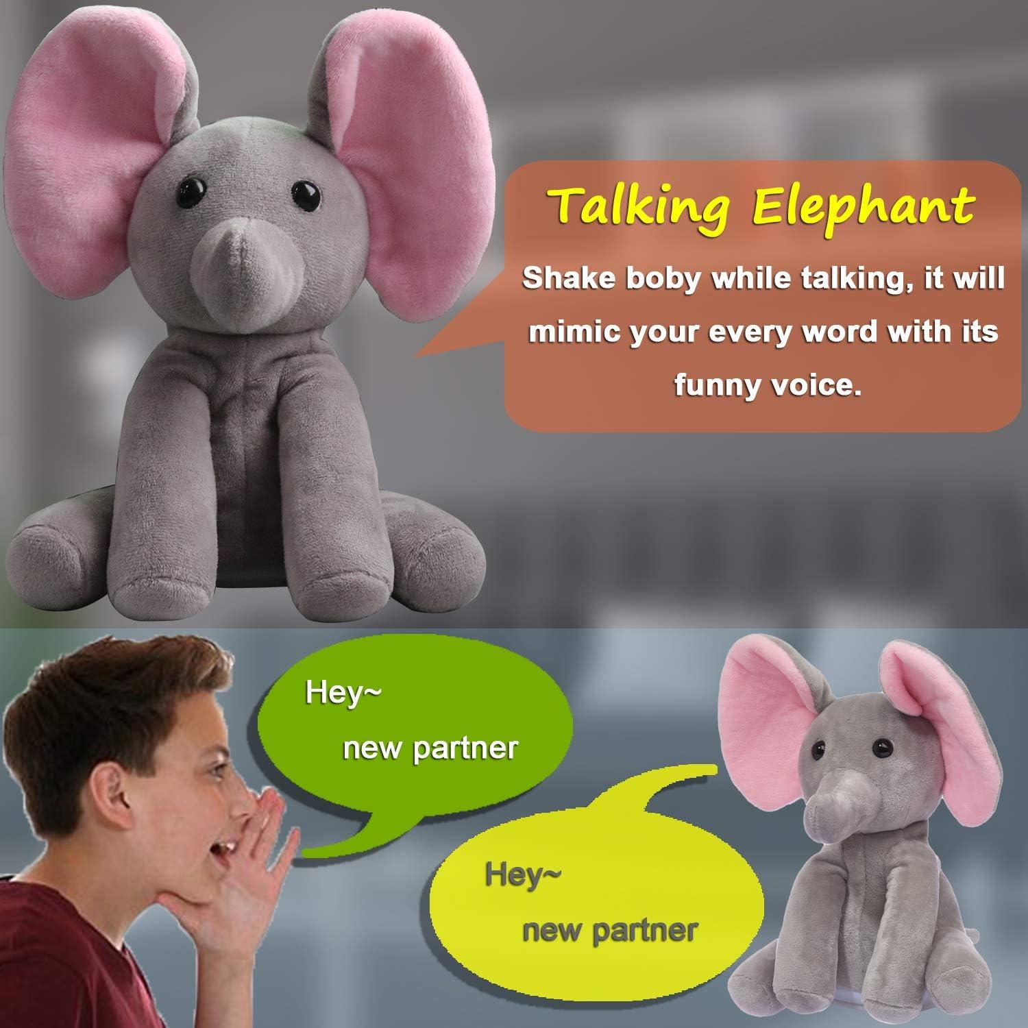 Elefante Hablante Qwifyu Juguete Interactivo Gris Rojo