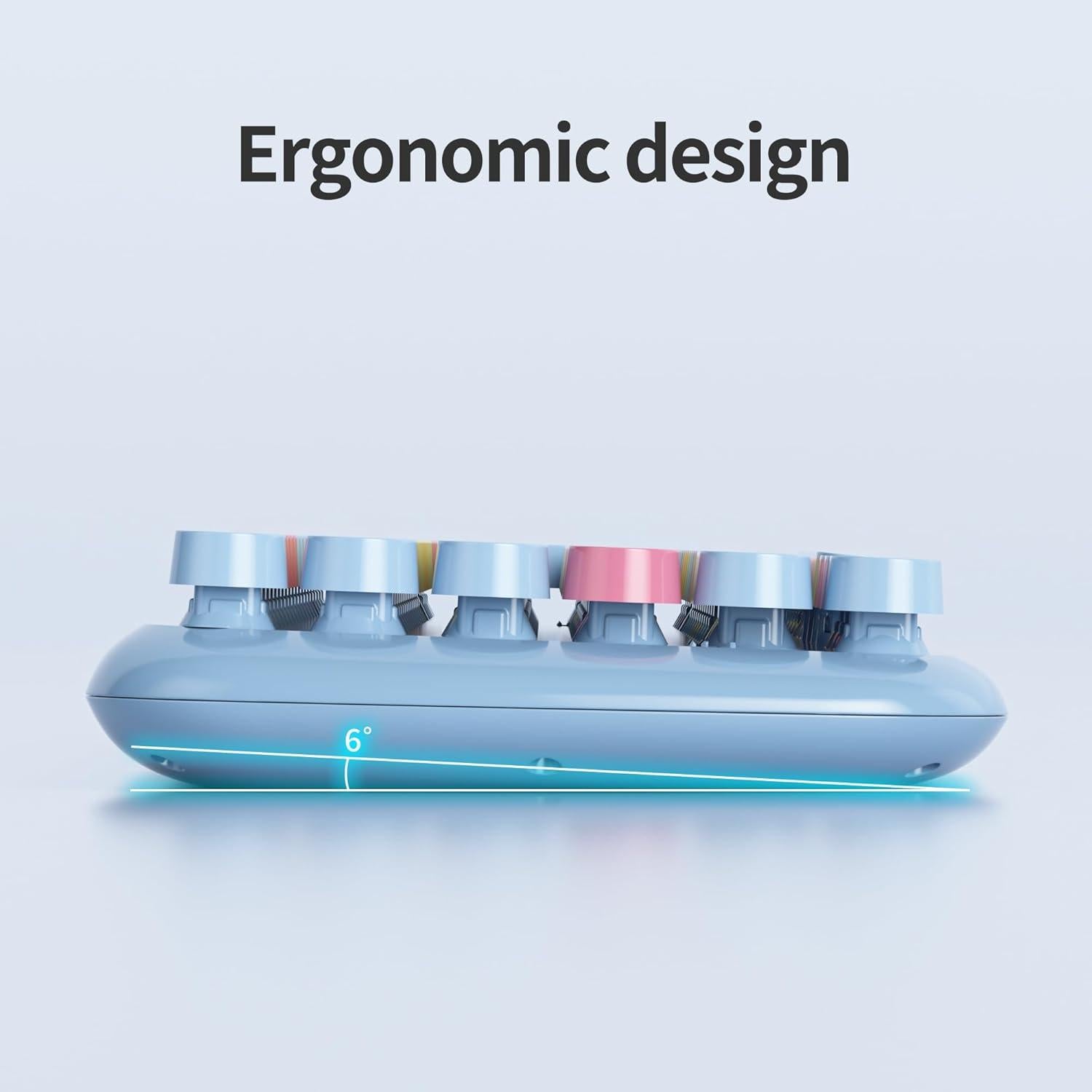 Teclado Inalámbrico Bluetooth Mosptnspg 100 Teclas Retro Rosa