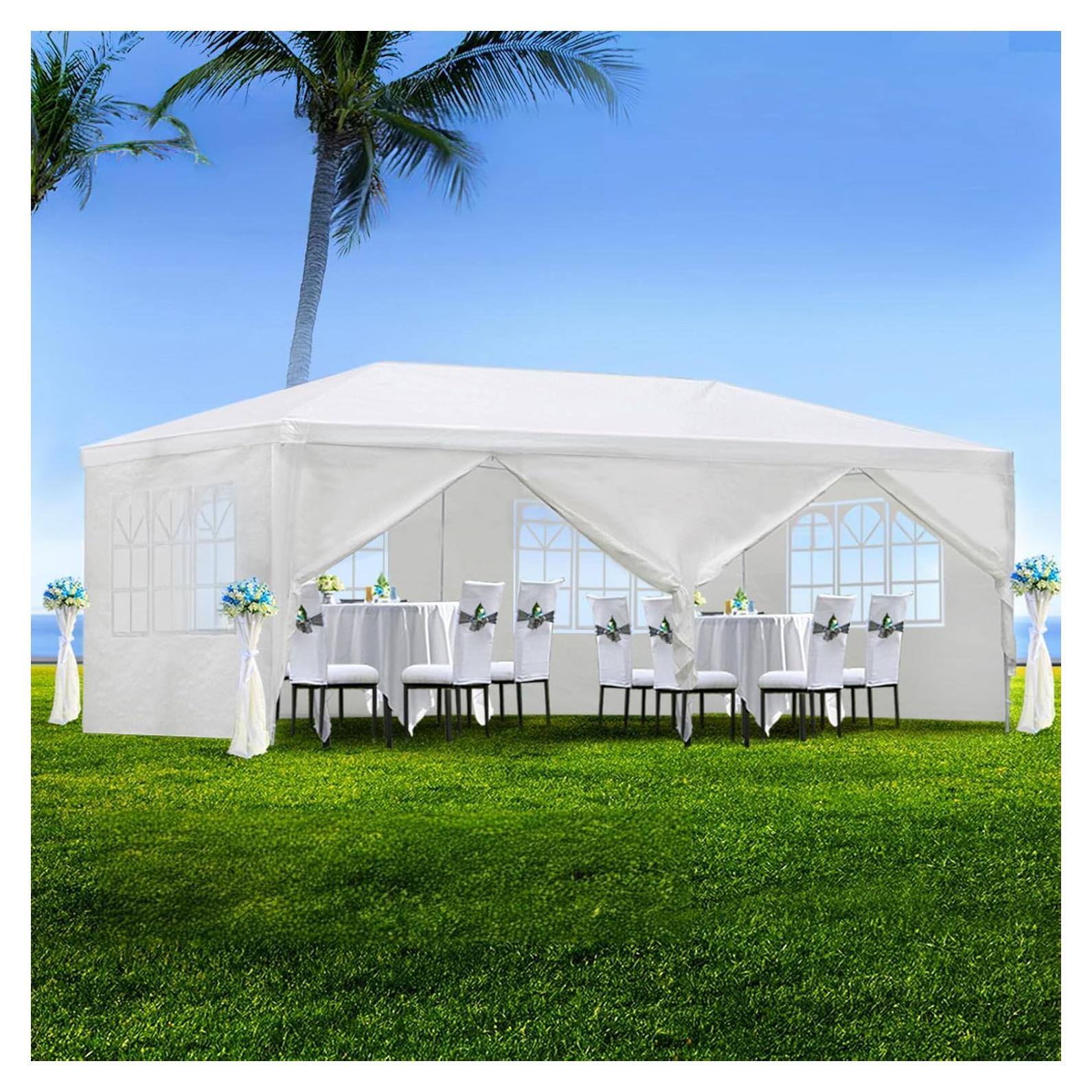 Carpa Gazebo F Fellie Cover 10x6m Blanca Impermeable 6 Paredes