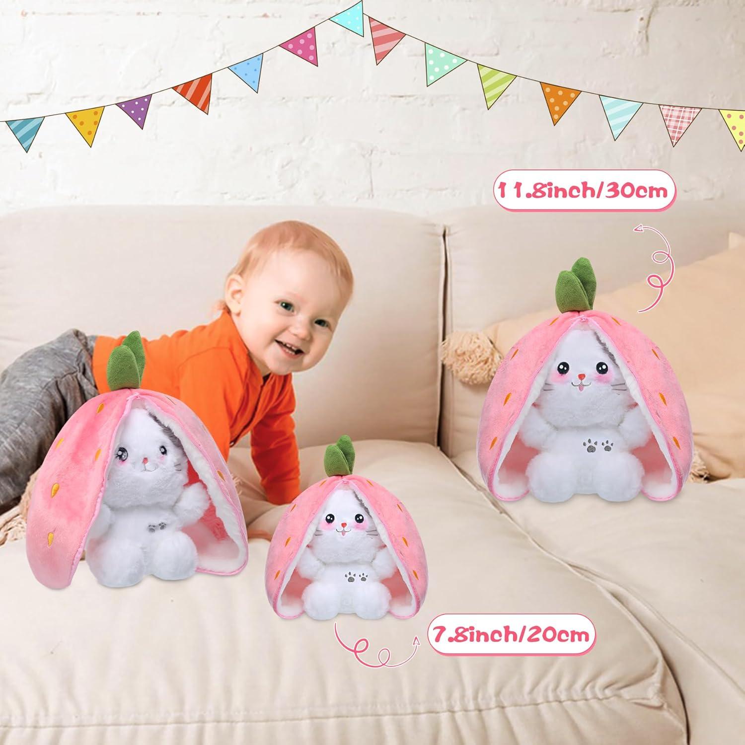 MIAODAM Peluche de Gato de Fresa 30 cm Suave y Divertido