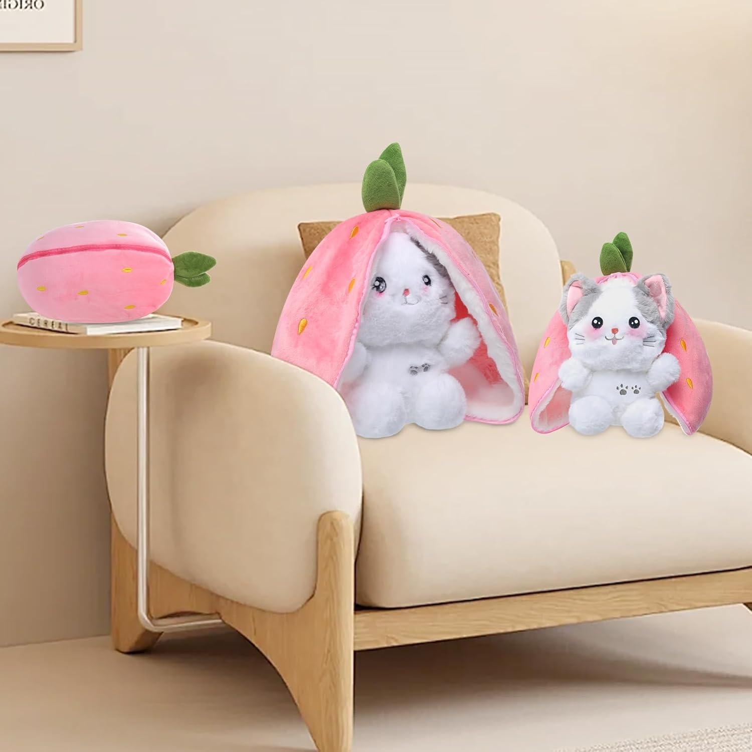 Gato de Peluche MIAODAM Fresa Reversible 19.8 cm