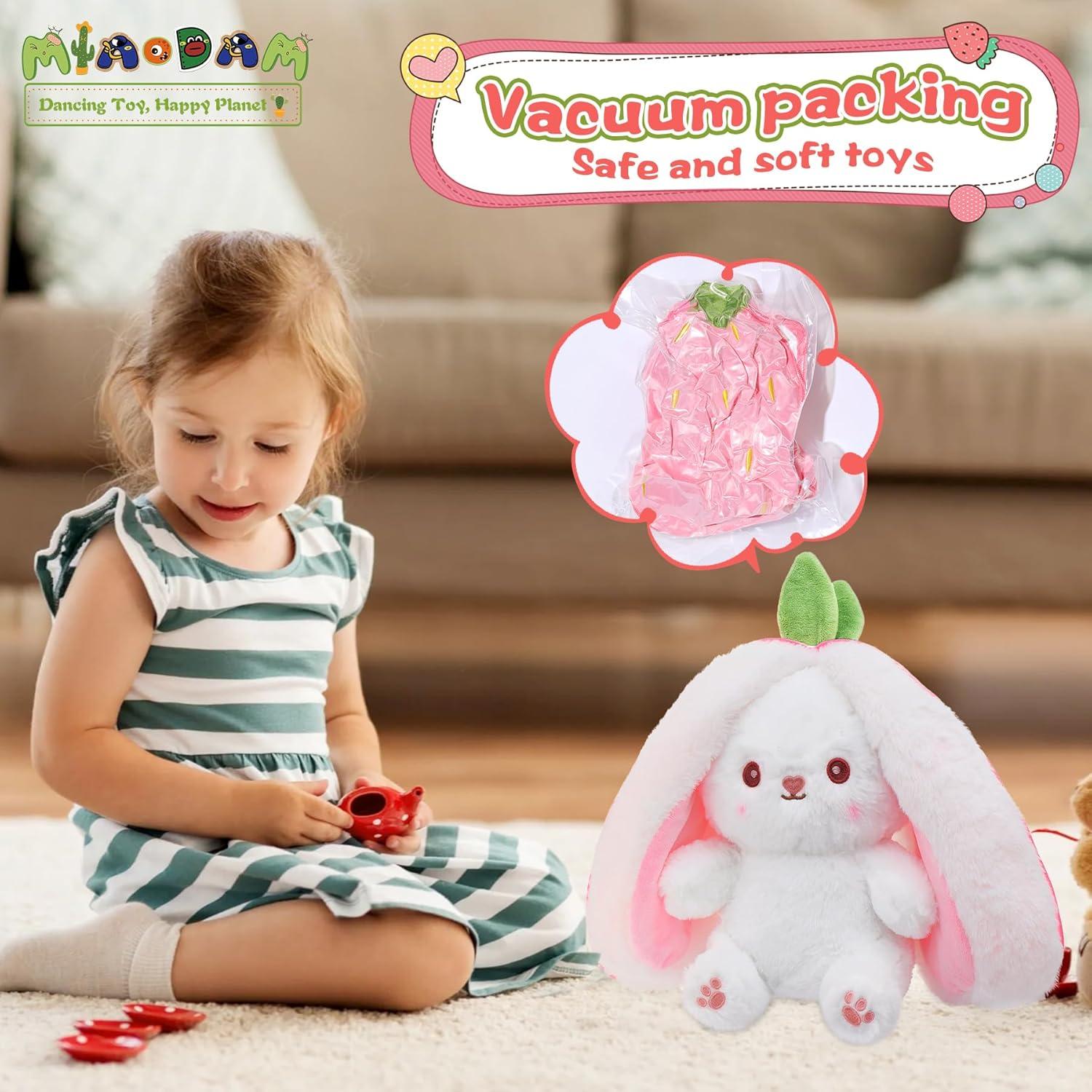 MIAODAM Conejo de Pascua Peluche 25.4 cm Fresa y Zanahoria