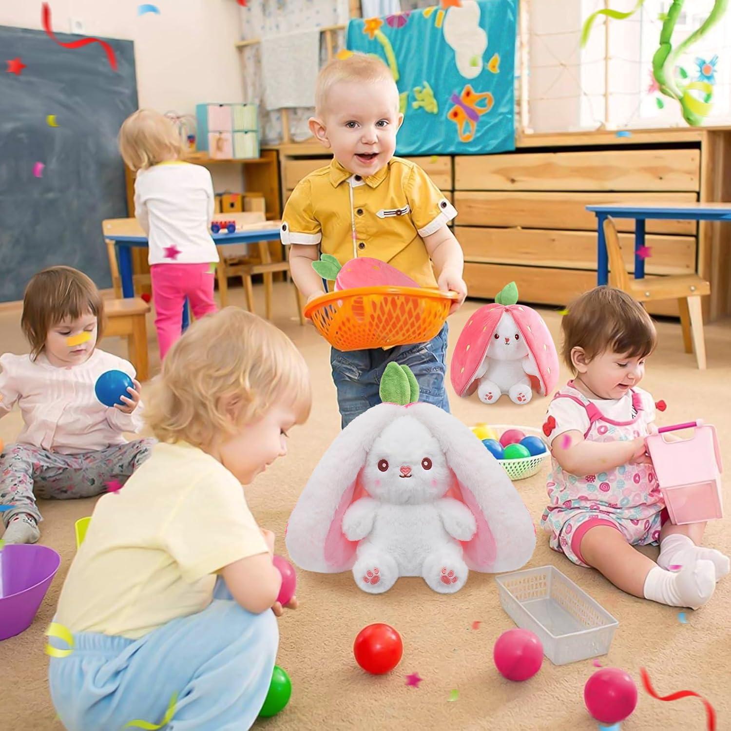 MIAODAM Conejo de Pascua Peluche 25.4 cm Fresa y Zanahoria