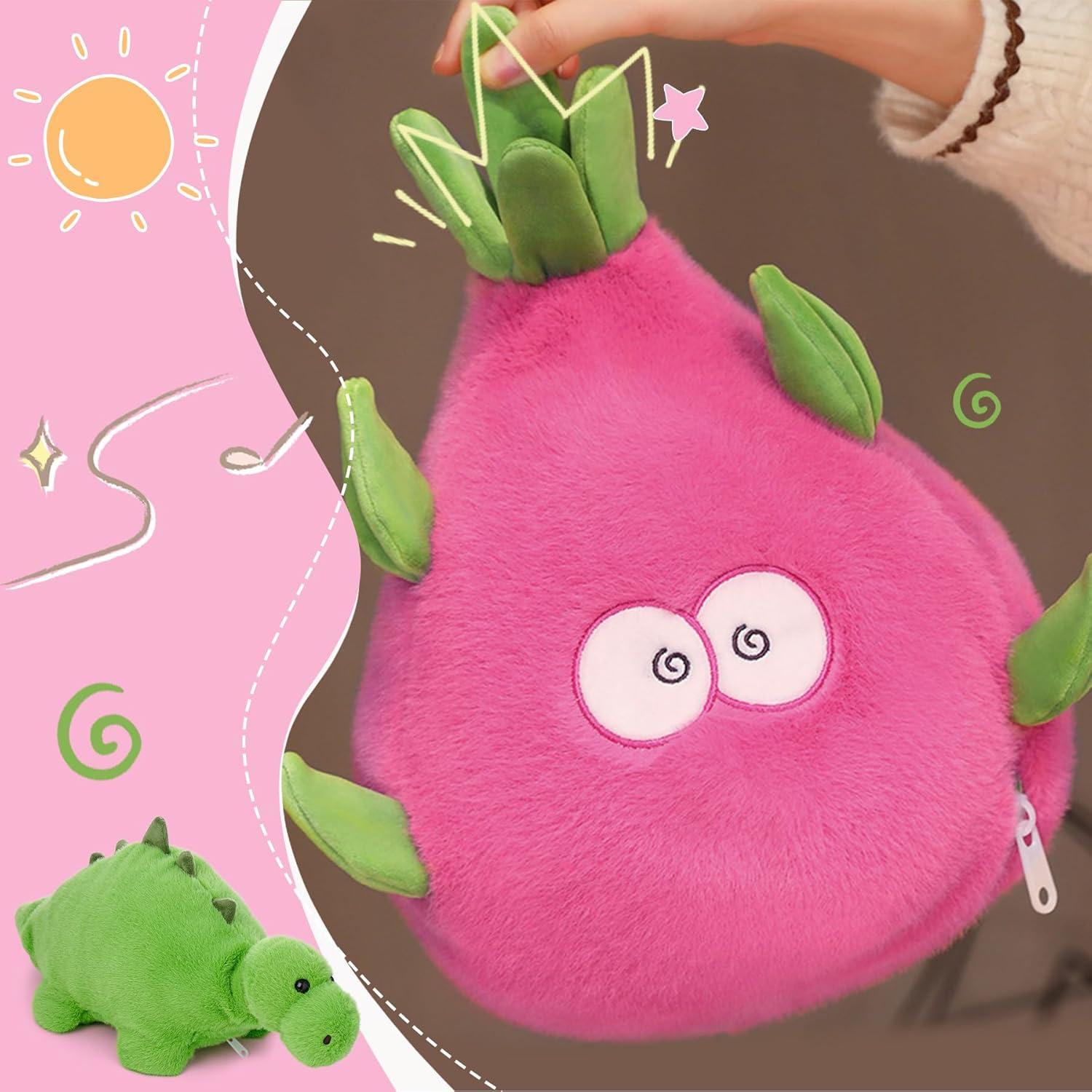 MIAODAM Peluche Reversible Dinosaurio Fruta del Dragón 30 cm