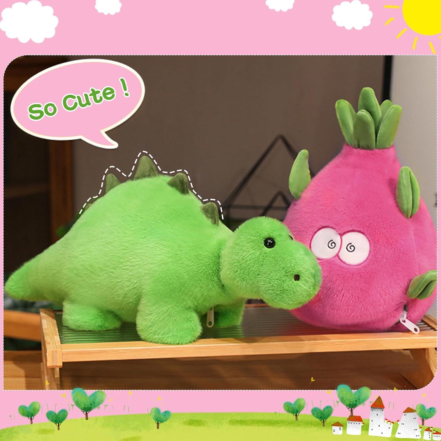 MIAODAM Peluche Reversible Dinosaurio Fruta del Dragón 30 cm