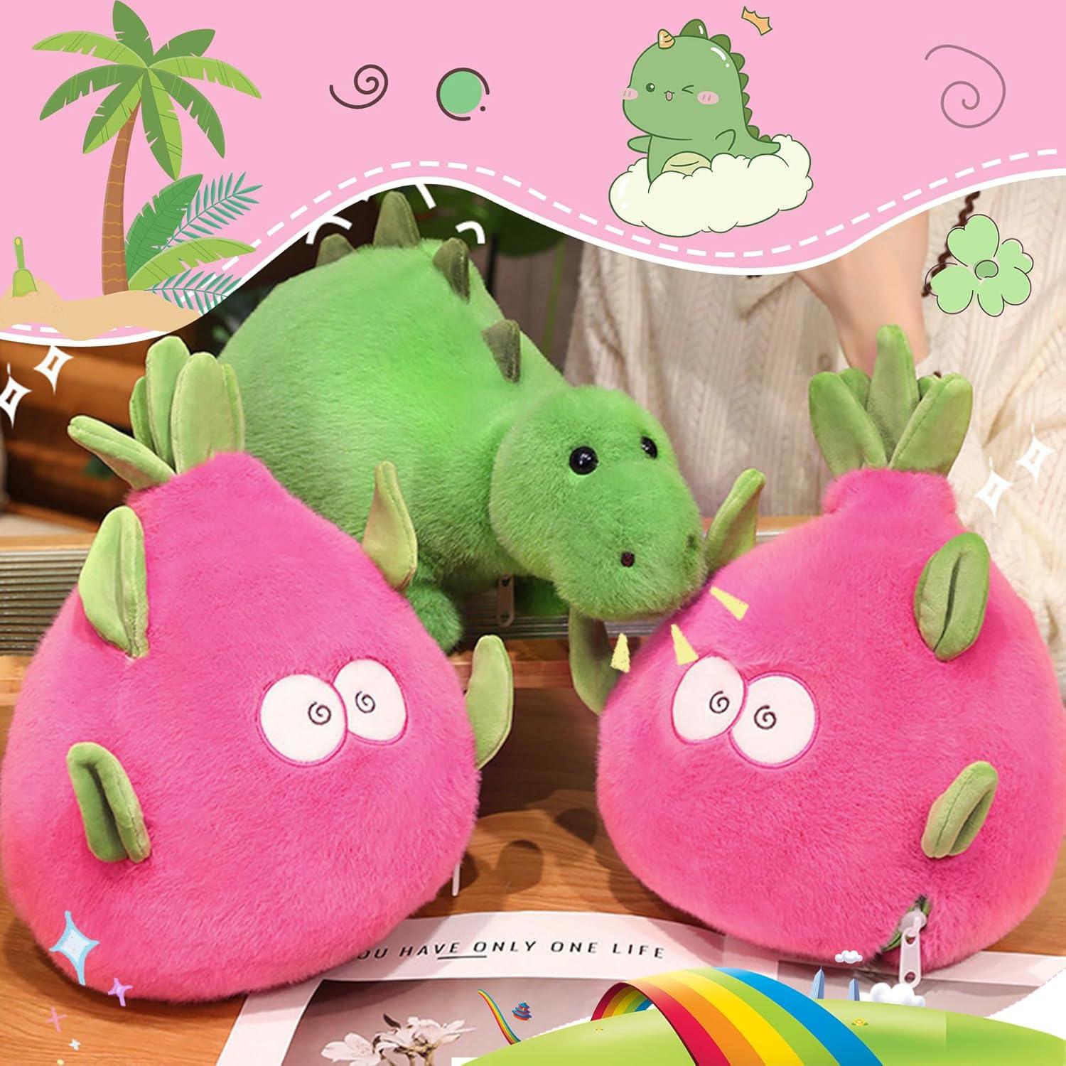 MIAODAM Peluche Reversible Dinosaurio Fruta del Dragón 30 cm