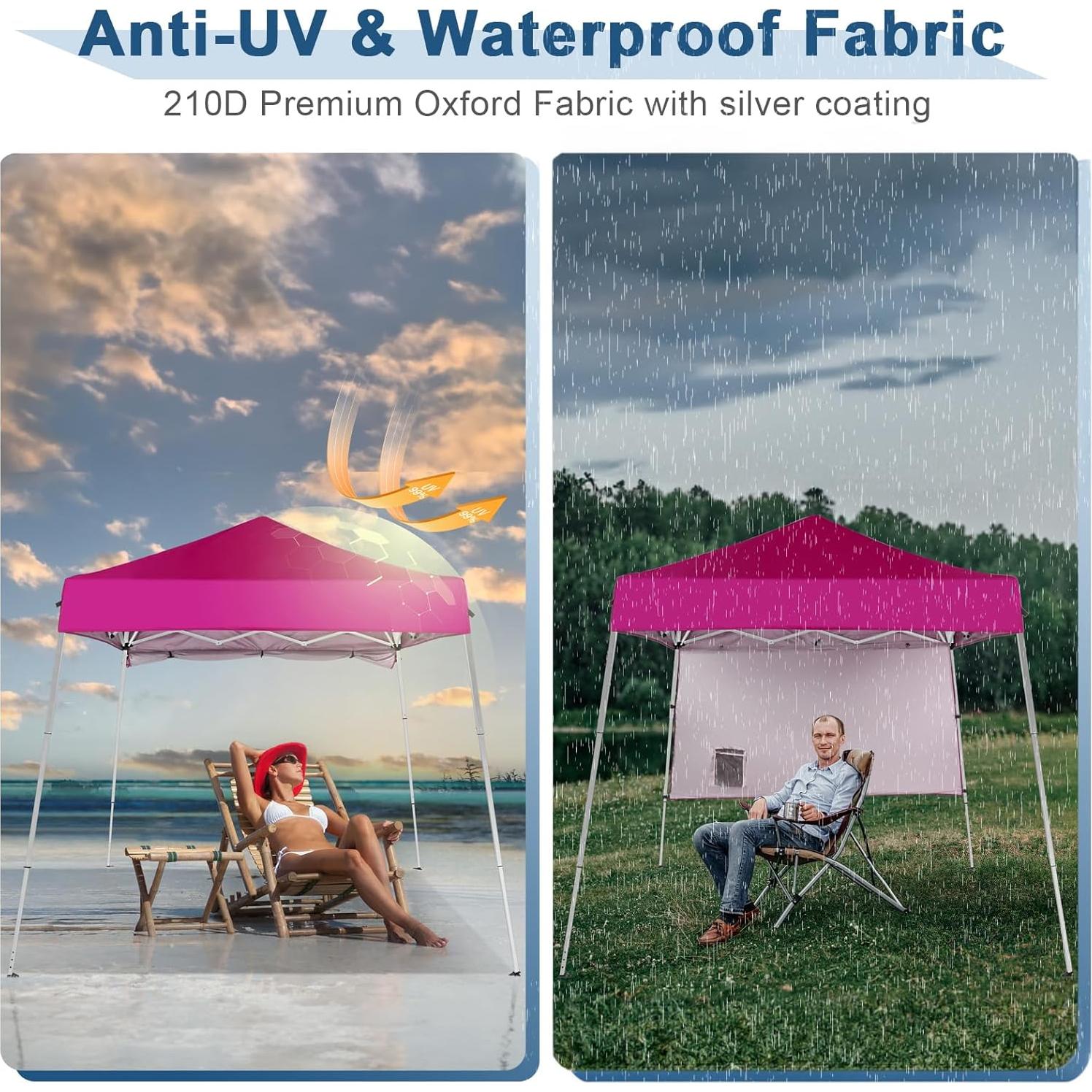 Carpa Plegable 6x6 m MELOSHM con 1 Pared Lateral Rosa