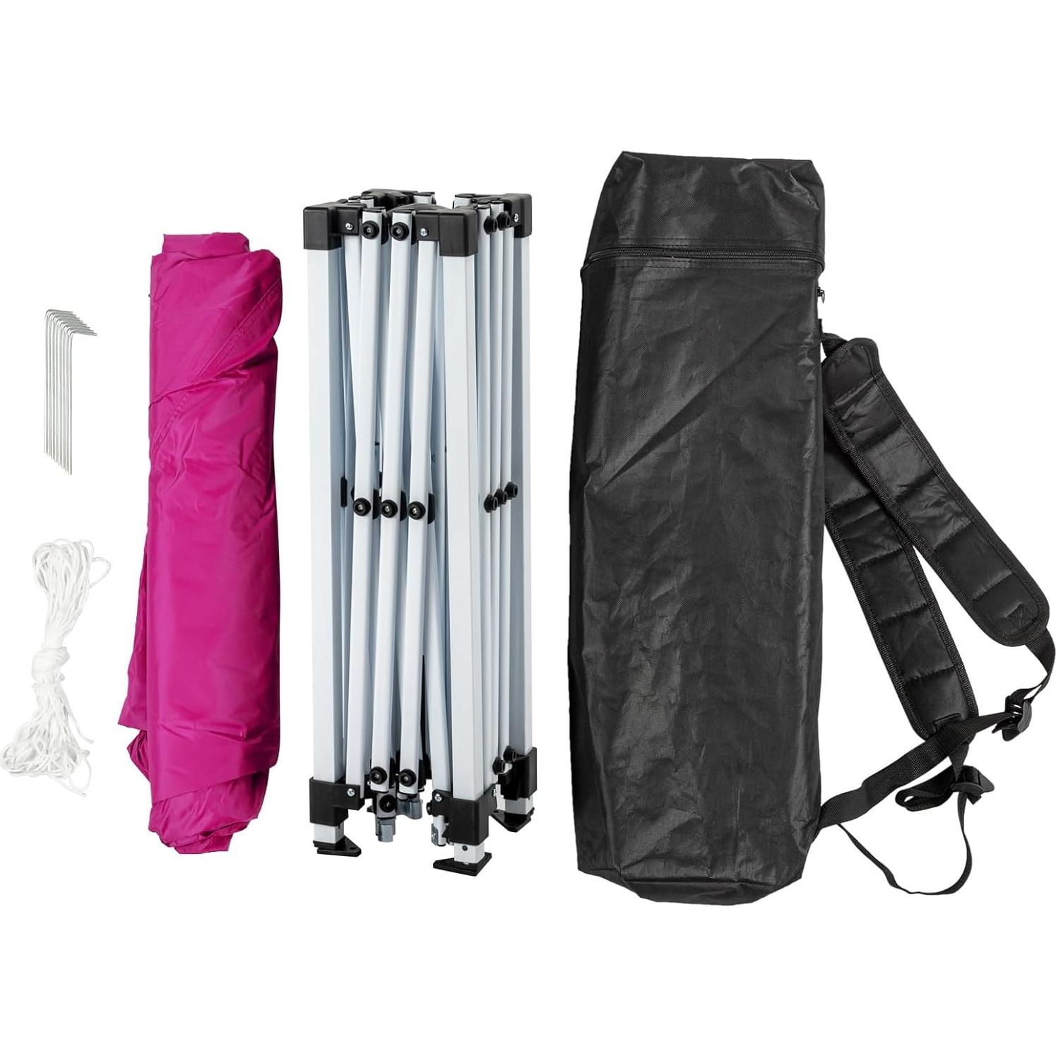 Carpa Plegable 6x6 m MELOSHM con 1 Pared Lateral Rosa