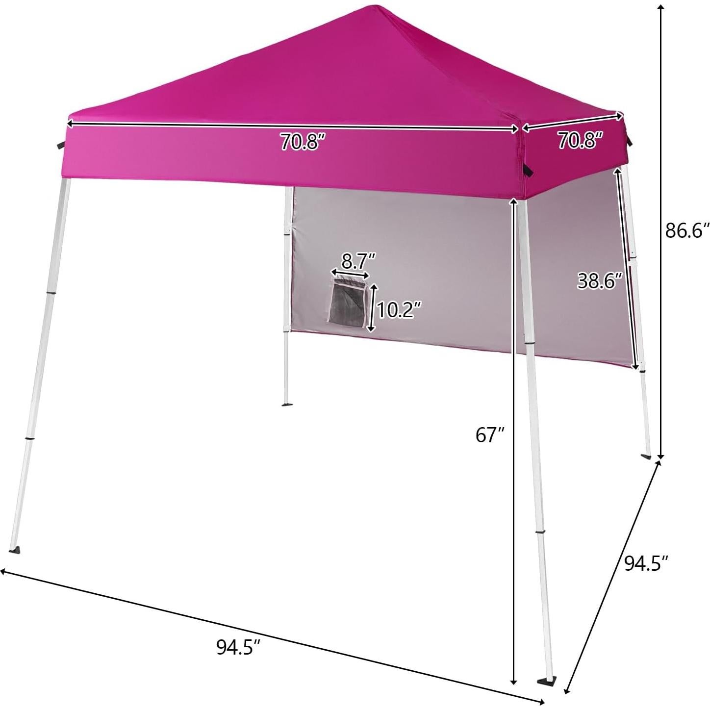 Carpa Plegable 6x6 m MELOSHM con 1 Pared Lateral Rosa
