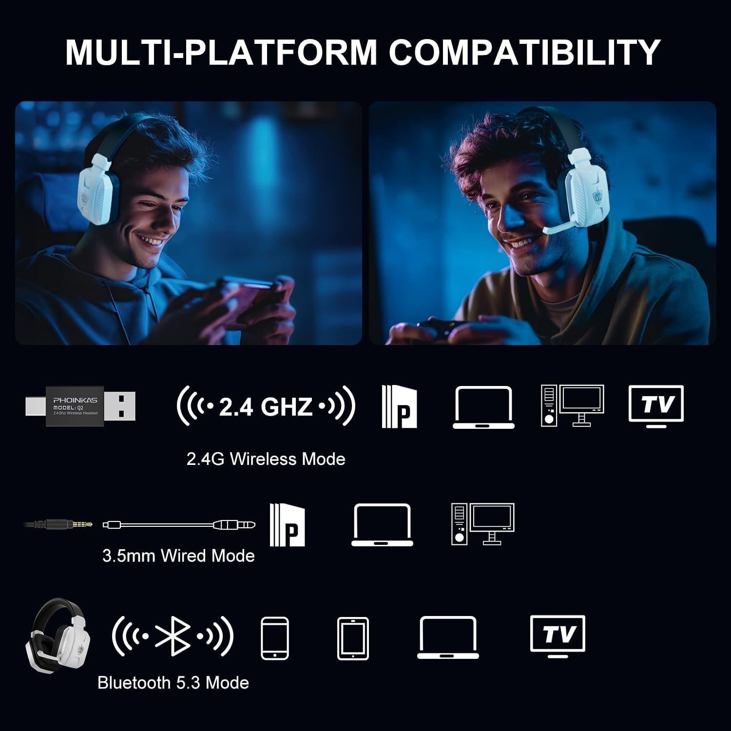 Auriculares Inalámbricos YOTMS Q2 Gamer 7.1 Sonido Surround