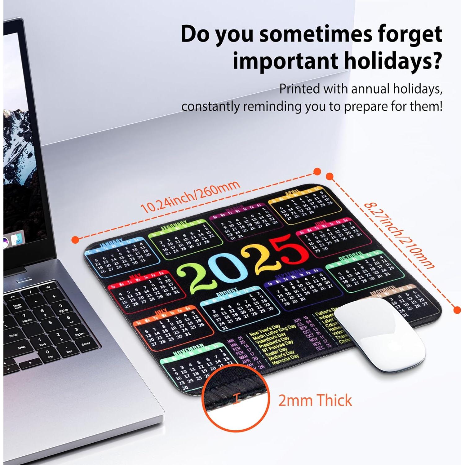 Alfombrilla de Ratón BPTAKOO Calendario 2025 Antideslizante