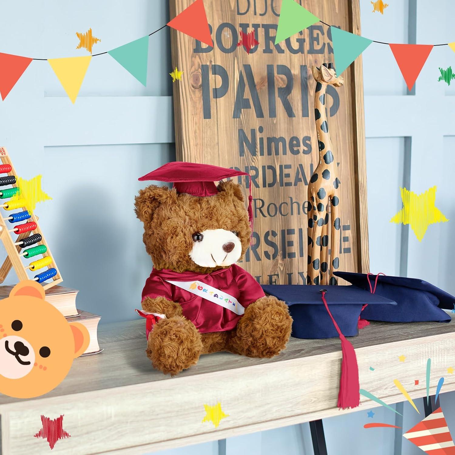 Oso de Peluche Graduado 2025 Hollowfly 22.86 cm Rojo Oscuro