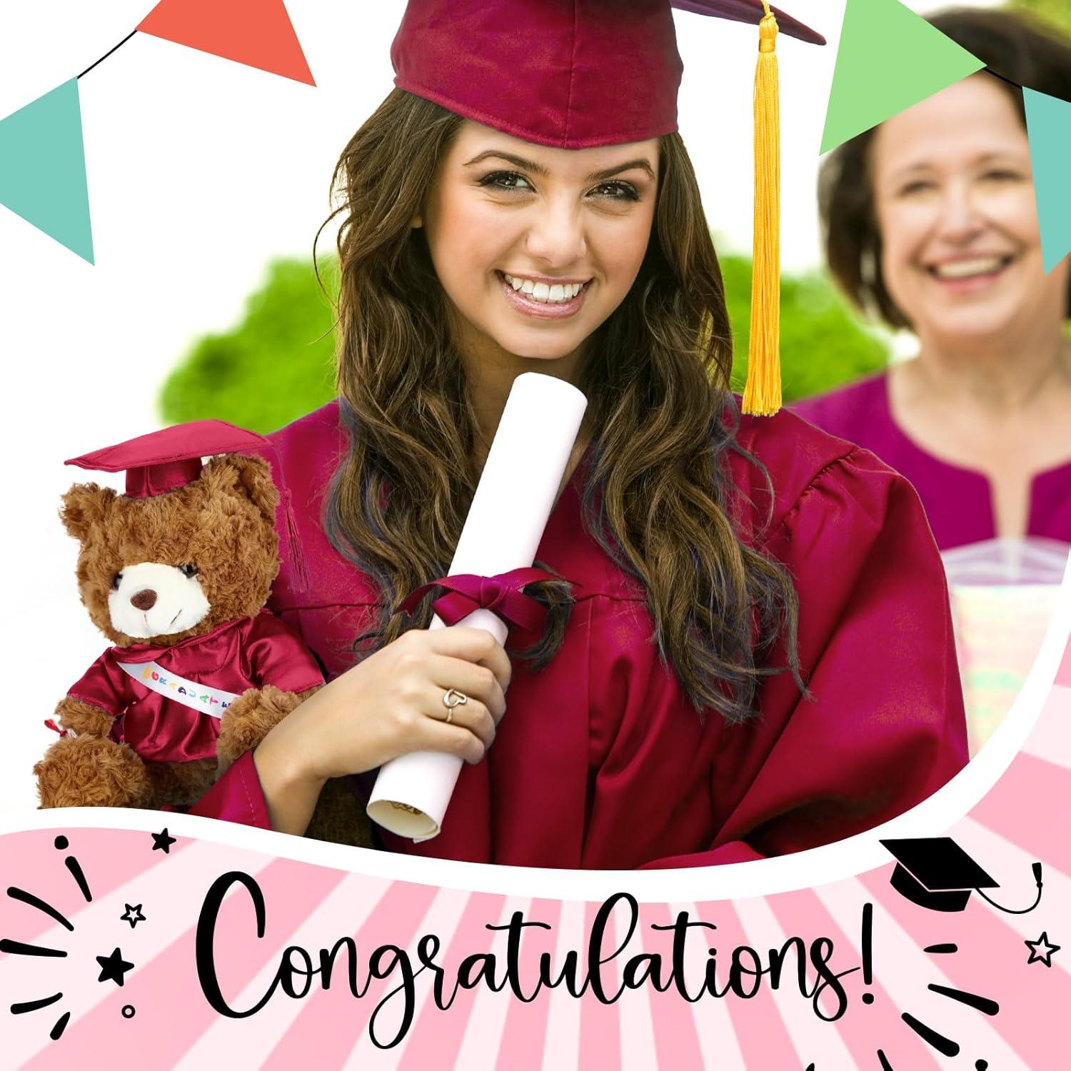 Oso de Peluche Graduado 2025 Hollowfly 22.86 cm Rojo Oscuro