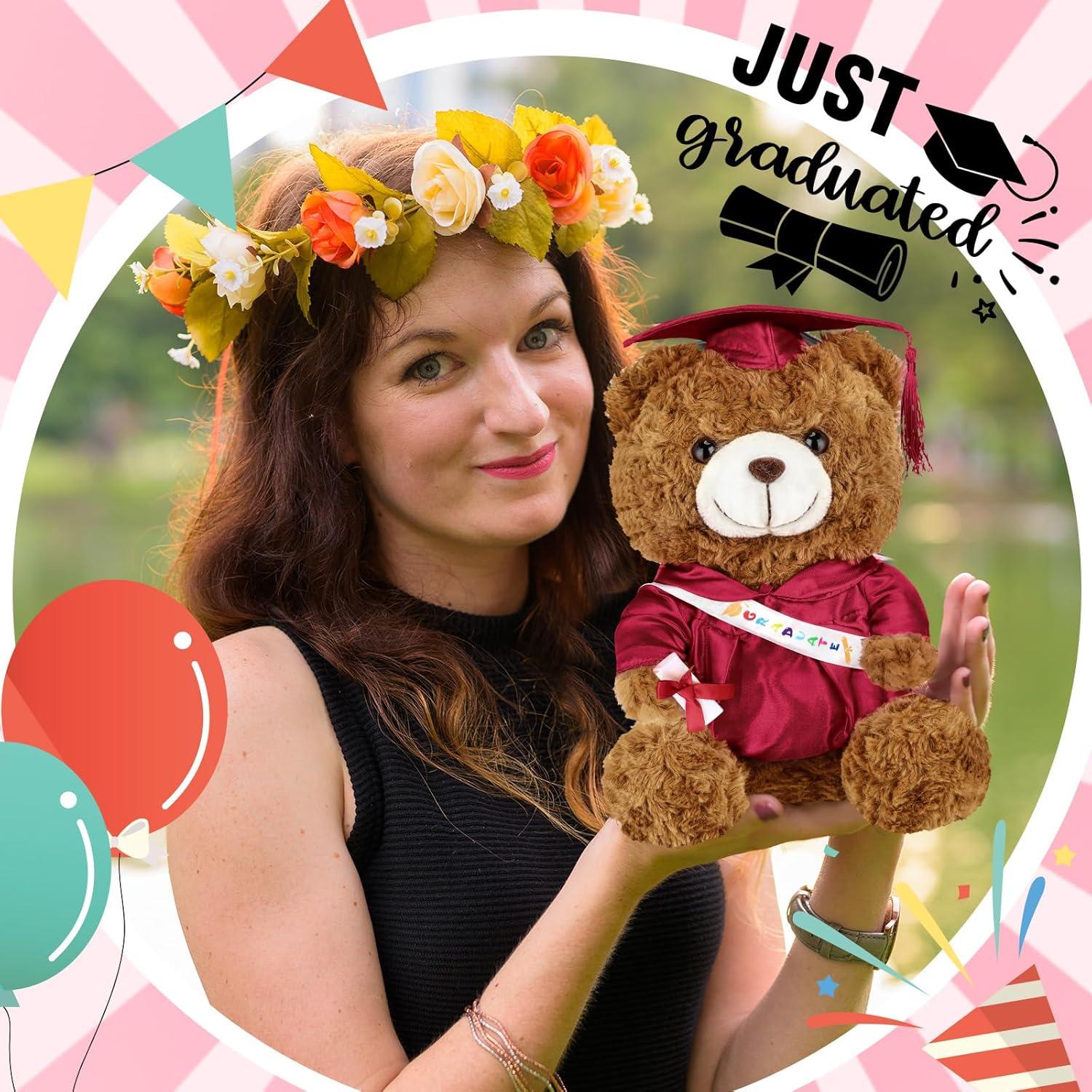 Oso de Peluche Graduado 2025 Hollowfly 22.86 cm Rojo Oscuro